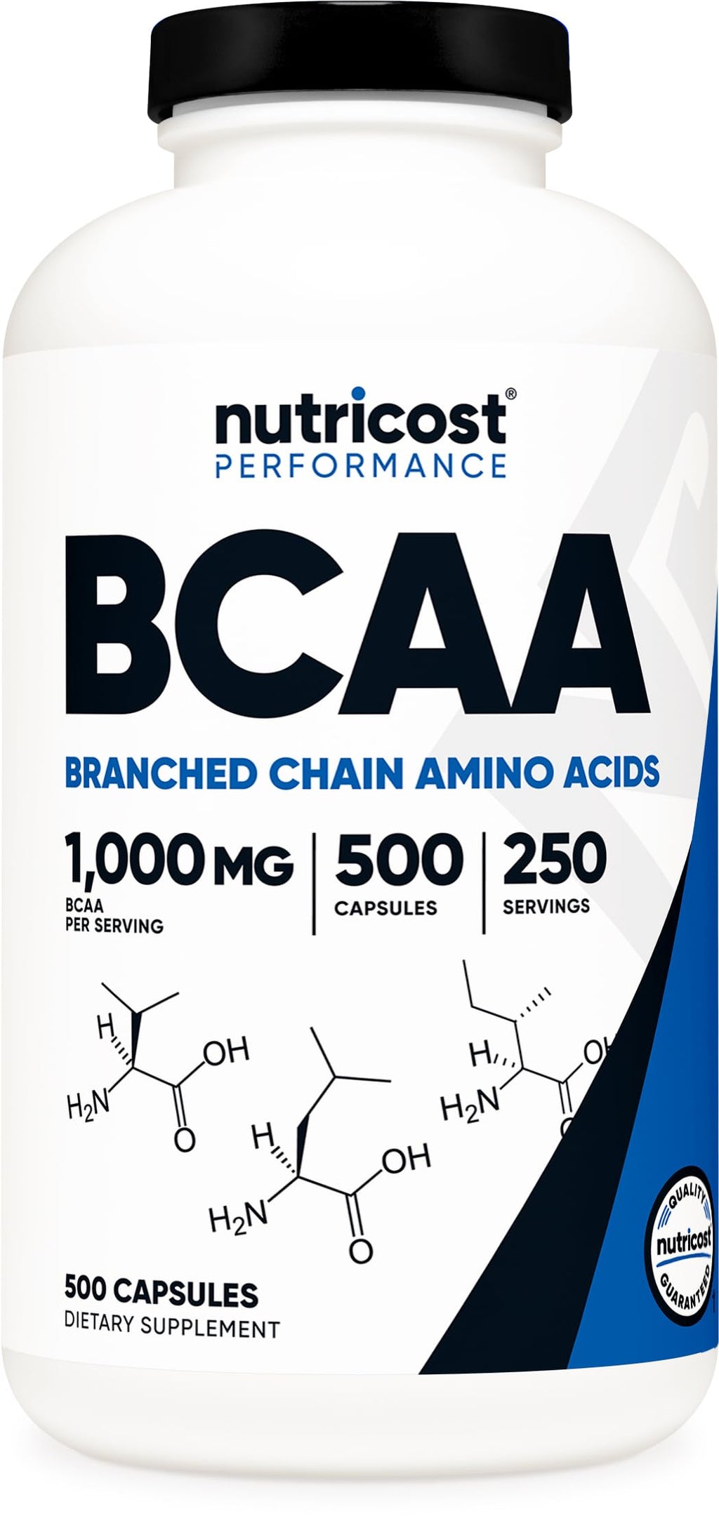 Nutricost BCAA 1000mg – 500 Capsules | 2:1:1 BCAA Formula