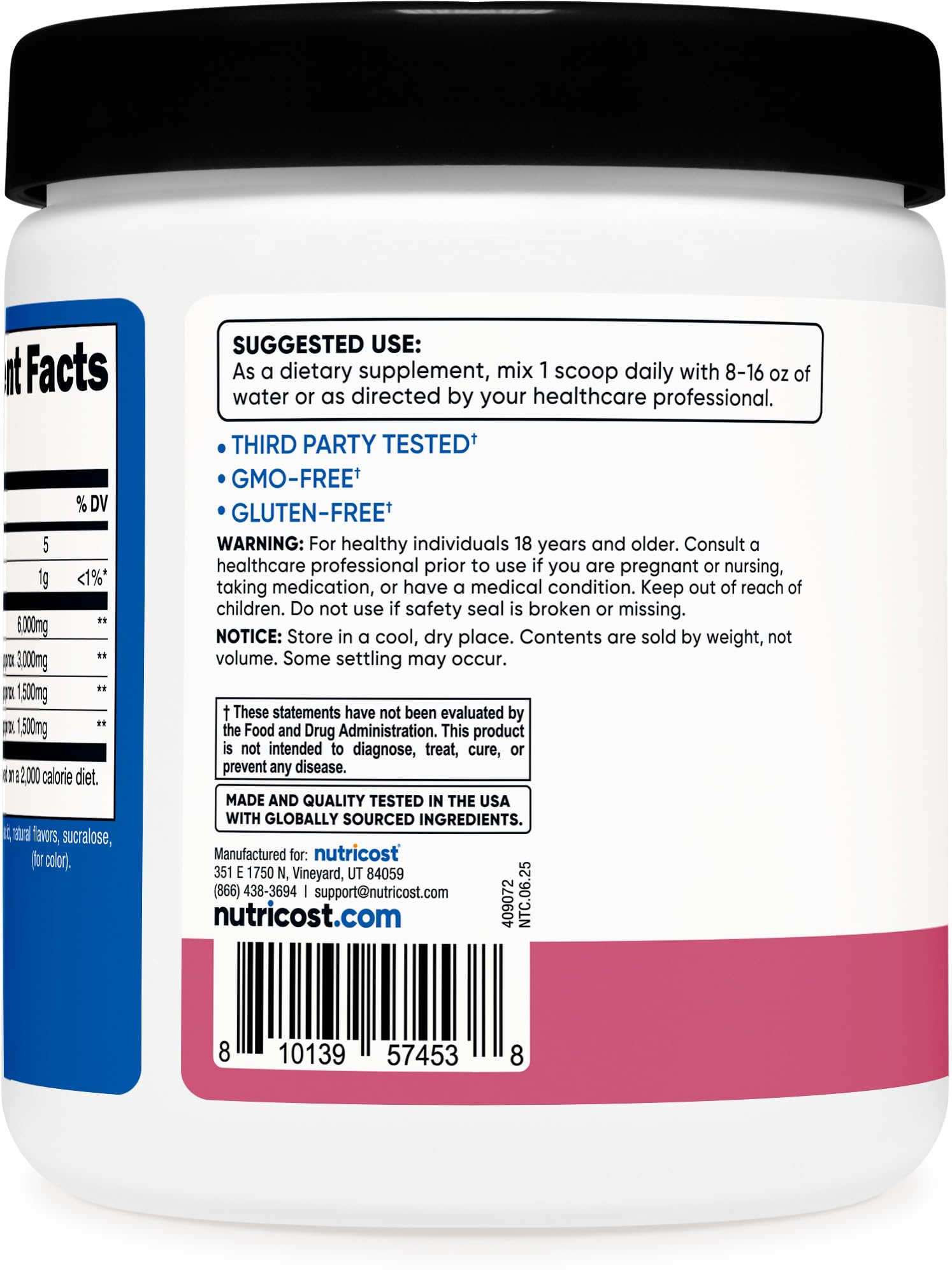 Nutricost BCAA Powder 2:1:1 – Pomegranate Guava, 30 Servings