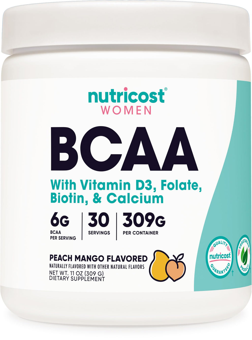 Nutricost BCAA for Women - Peach Mango (30 Servings) | Non-GMO & Gluten-Free