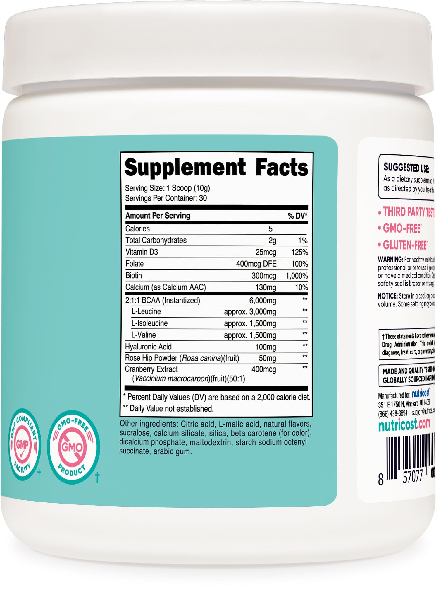Nutricost BCAA for Women - Peach Mango (30 Servings) | Non-GMO & Gluten-Free