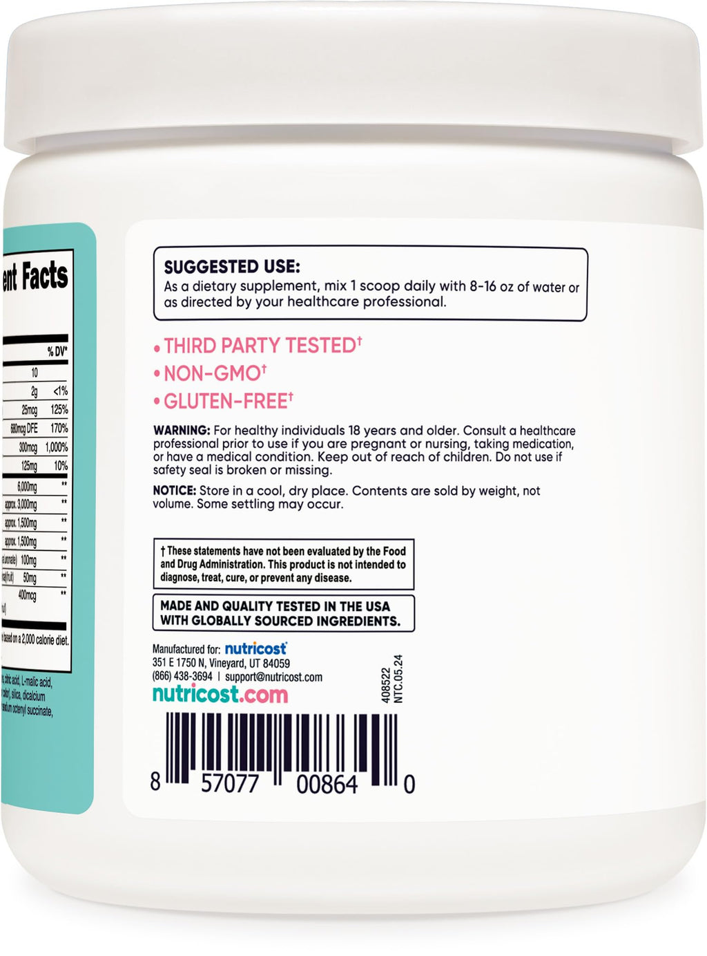 Nutricost BCAA for Women - Strawberry Lemonade (30 Servings) | Non-GMO & Gluten-Free