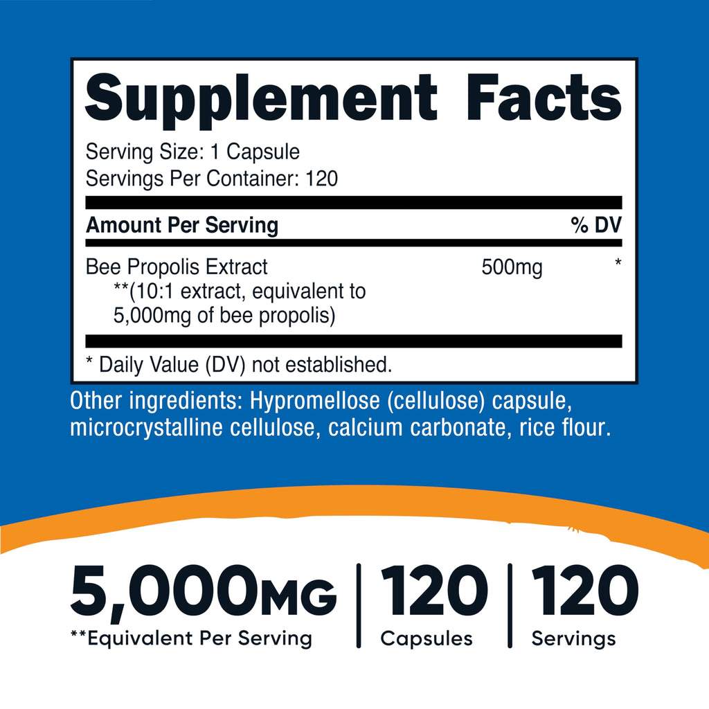 Nutricost Bee Propolis 10:1 Extract — 5,000mg Equivalent, 120 Capsules
