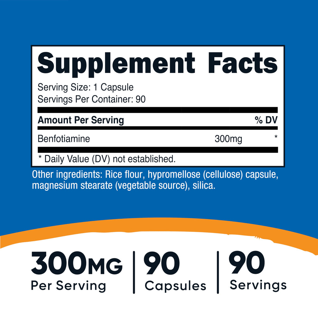 Nutricost Benfotiamine 300mg – 90 Capsules (Pack of 2) | Gluten Free, Non-GMO, Vegetarian