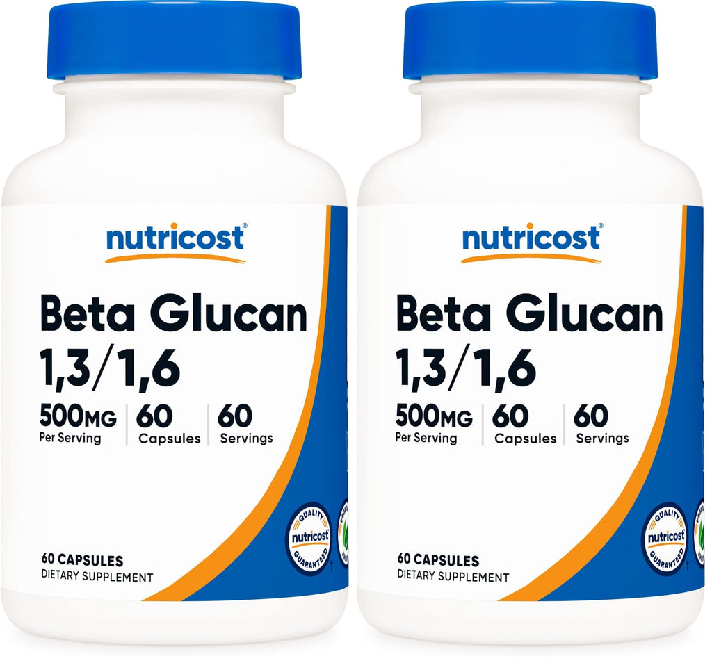 Nutricost Beta Glucan 500mg 1,3/1,6 D-Glucan | 60 Vegetarian Capsules | Gluten Free & Non-GMO (Pack of 2)