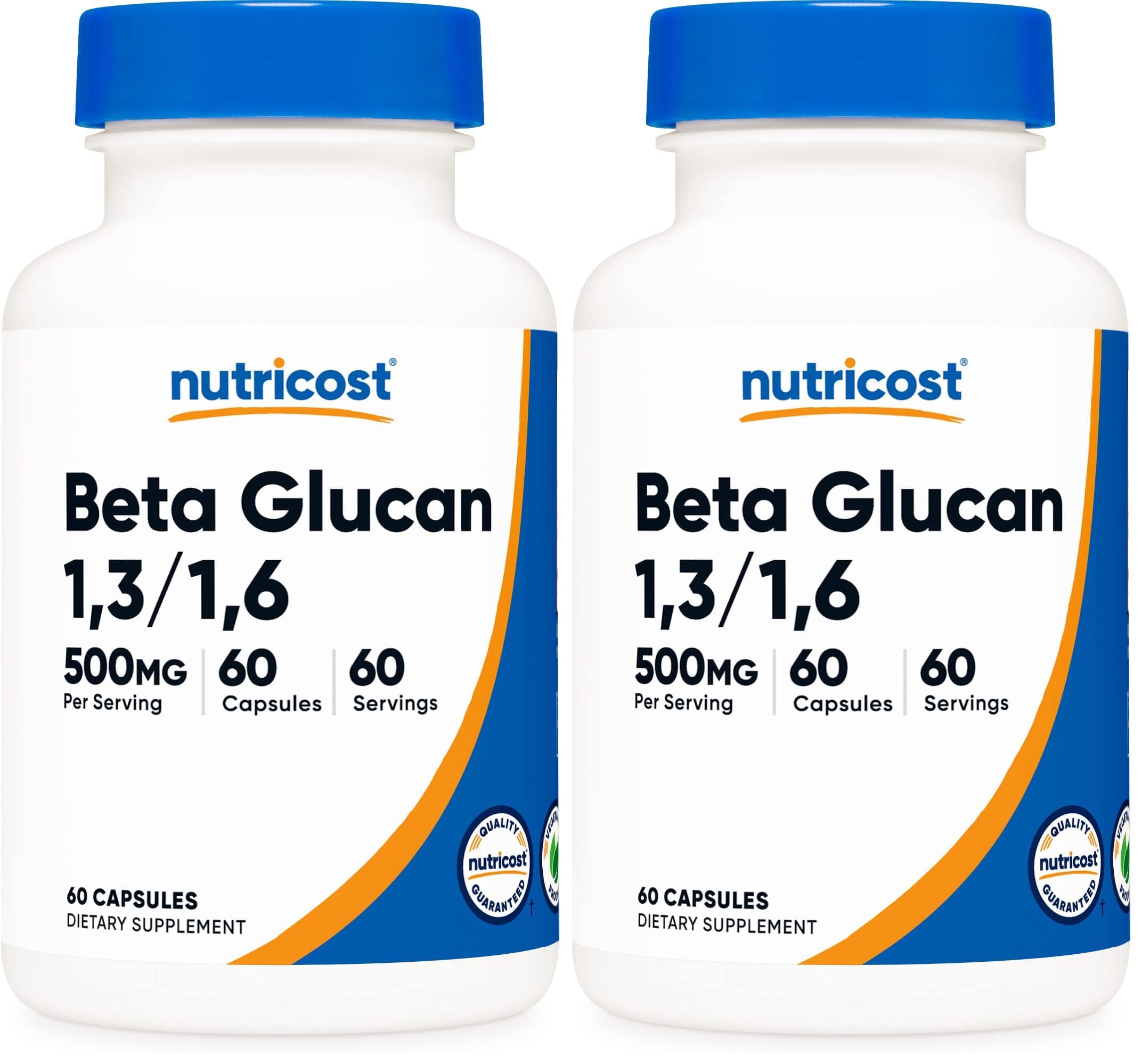 Nutricost Beta Glucan 500mg 1,3/1,6 D-Glucan | 60 Vegetarian Capsules | Gluten Free & Non-GMO (Pack of 2)