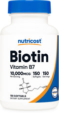 Nutricost Biotin 10,000 mcg - 150 Softgels - Gluten Free, Non-GMO