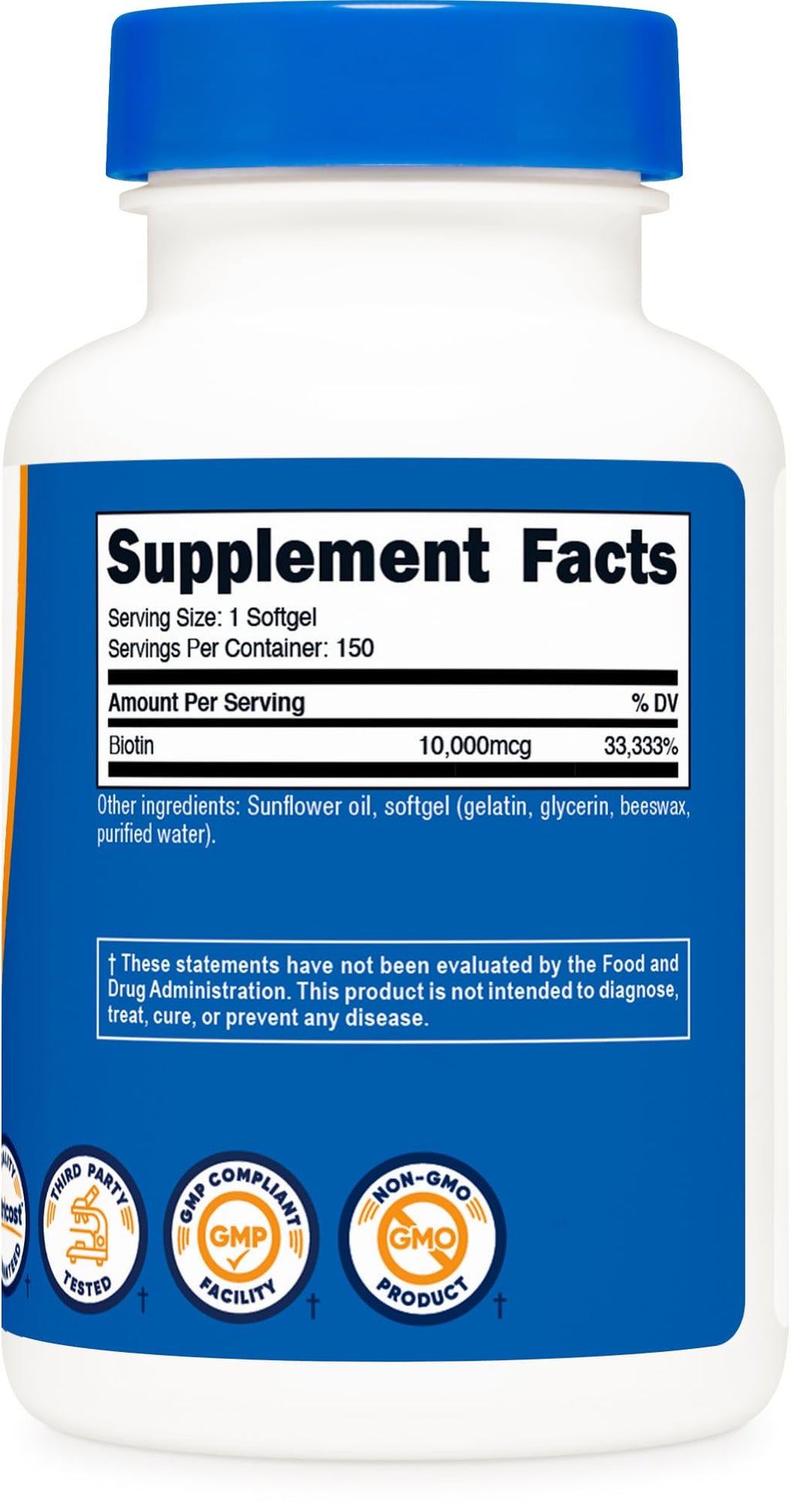 Nutricost Biotin 10,000 mcg - 150 Softgels - Gluten Free, Non-GMO