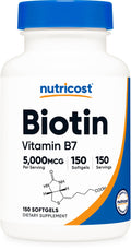 Nutricost Biotin 5,000mcg – 150 Softgels | Vitamin B7, Gluten Free, Non-GMO