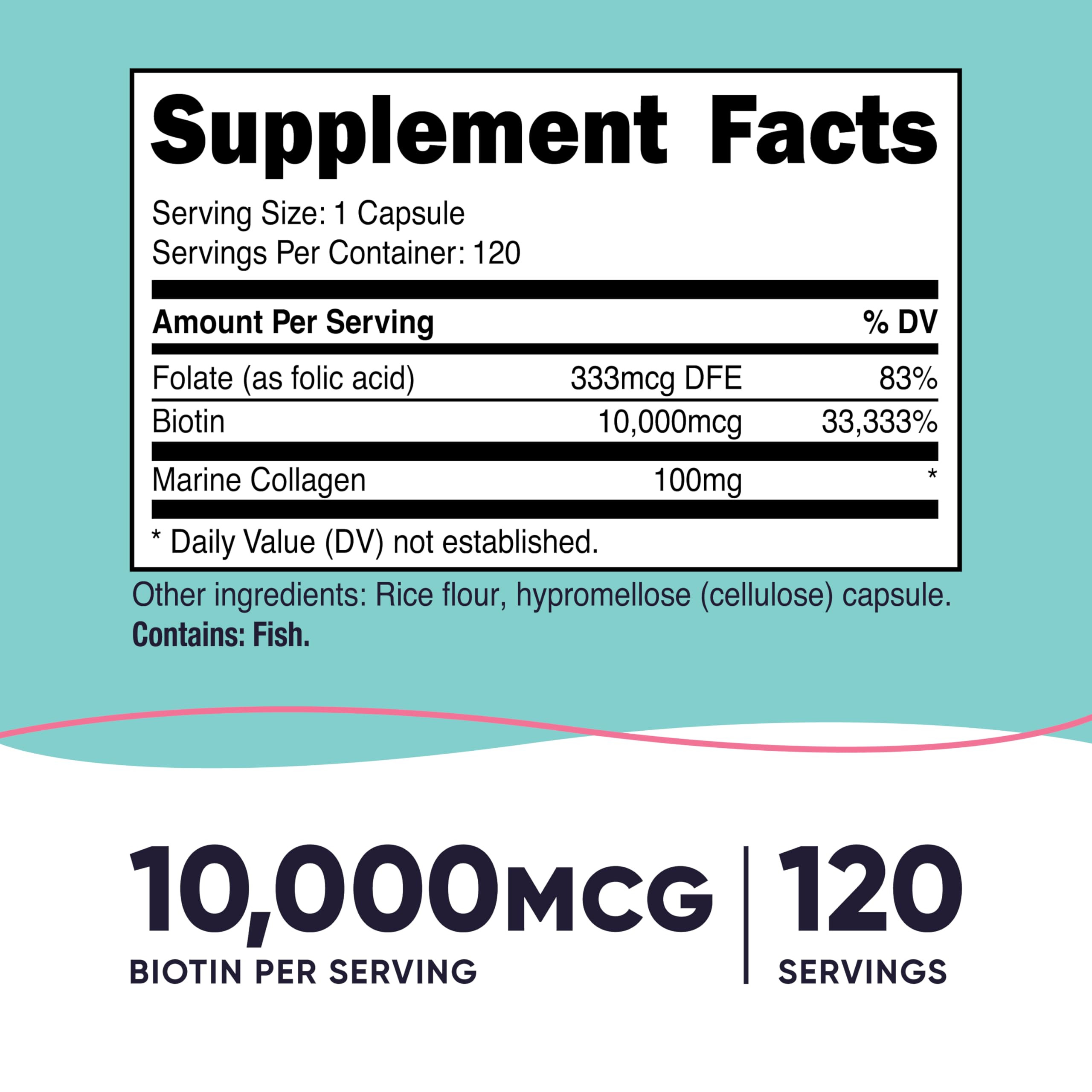 Nutricost Biotin for Women 10,000mcg – 120 Capsules with Folate & Collagen