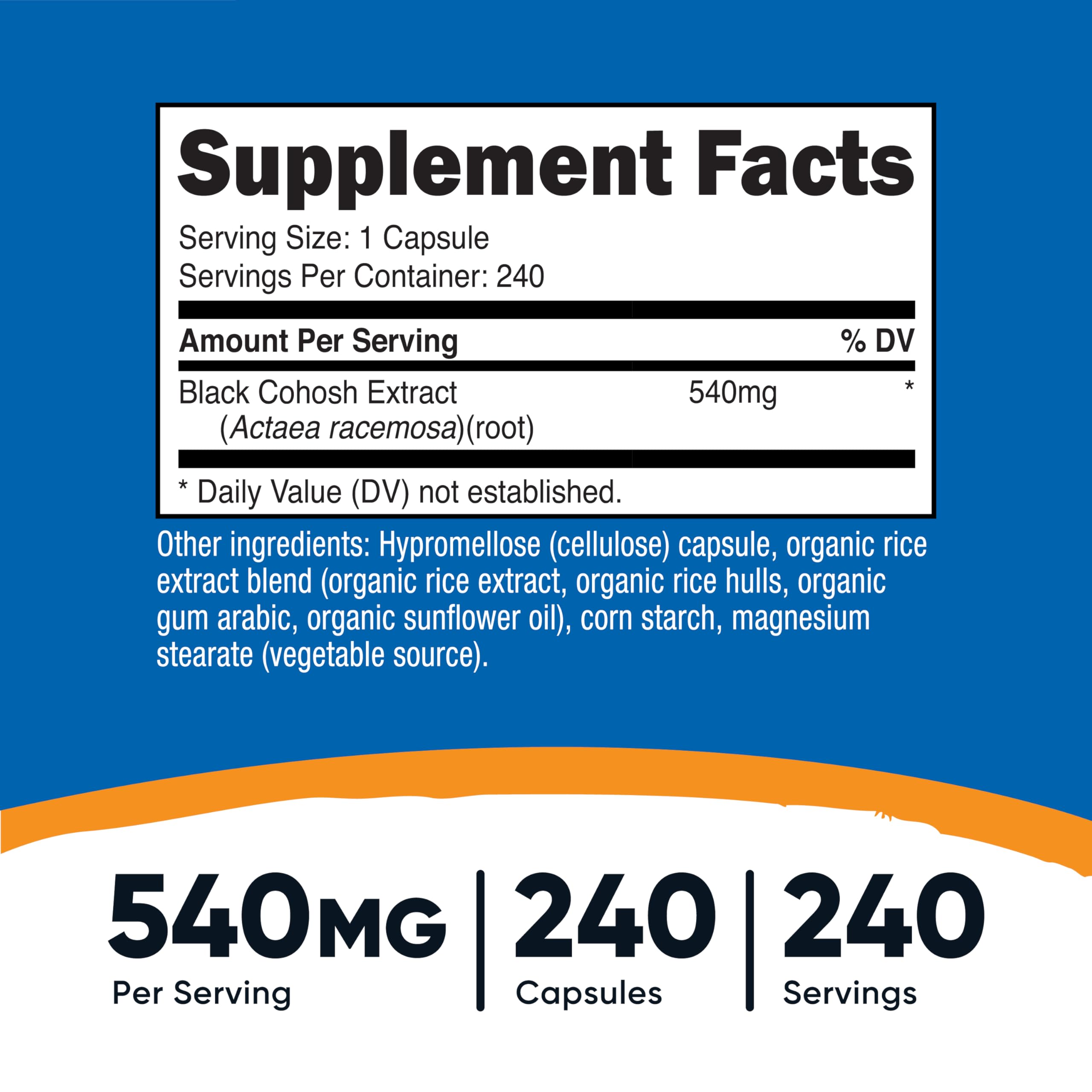 Nutricost Black Cohosh 540mg 240 Capsules - Non-GMO Gluten Free