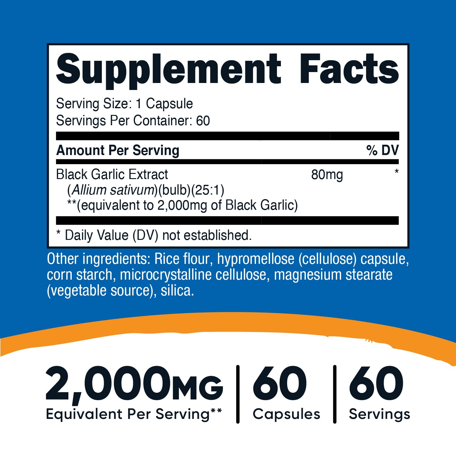 Nutricost Black Garlic (2,000 mg Equivalent) 60 Capsules - Aged Black Garlic Extract