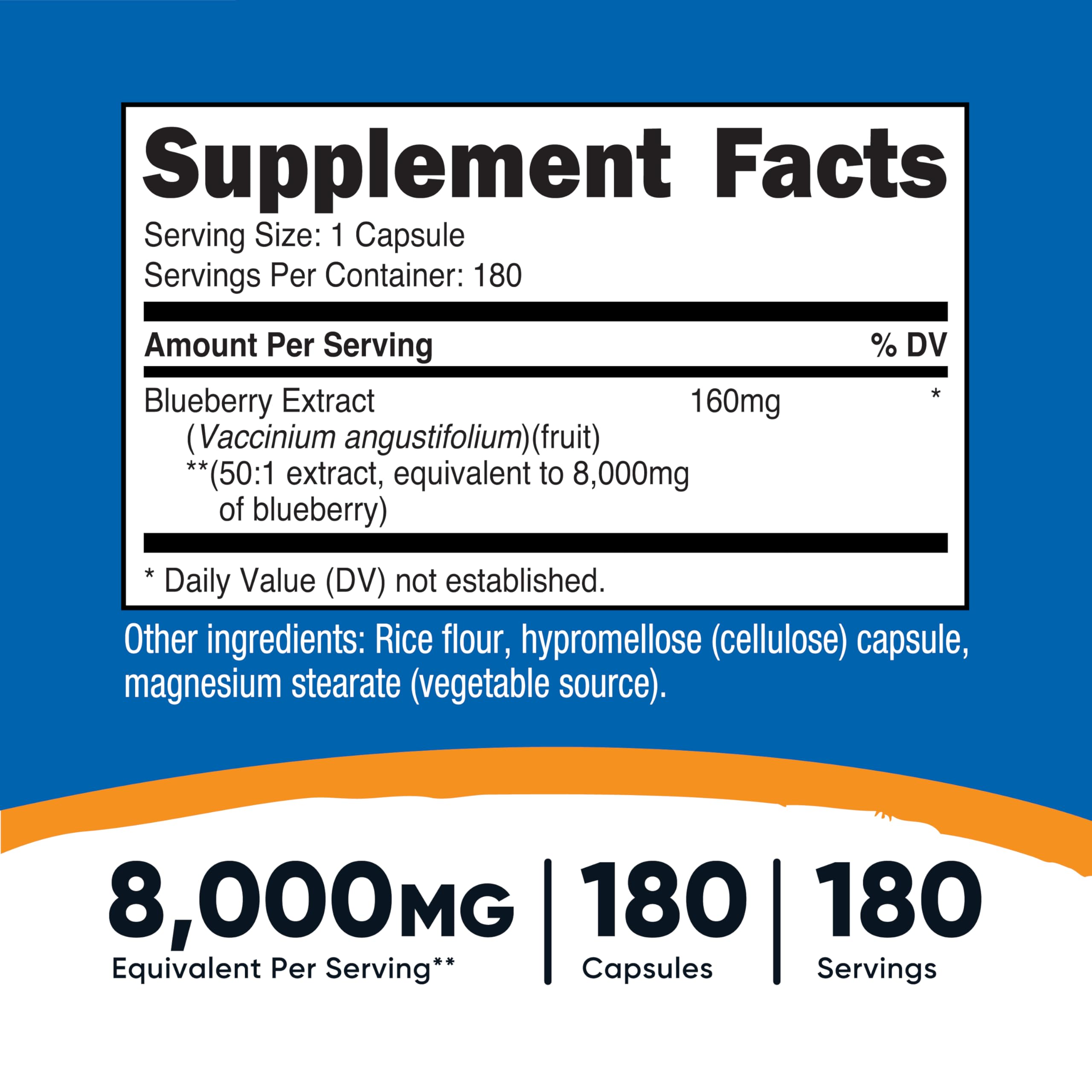 Nutricost Blueberry Extract 8000mg Equivalent (50:1) - 180 Vegetarian Capsules
