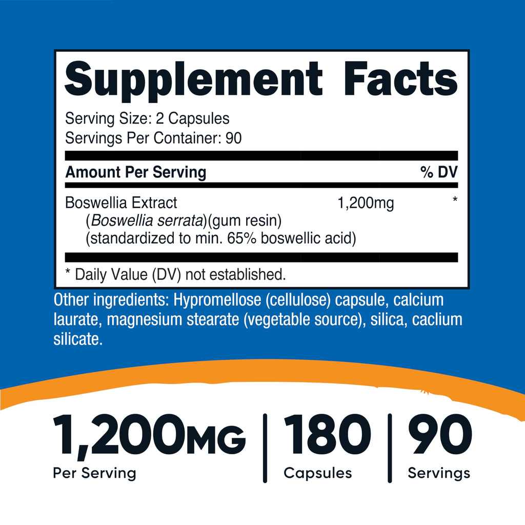 Nutricost Boswellia Extract Capsules 1200 mg | 180 Caps – Vegan, Gluten Free, Non-GMO