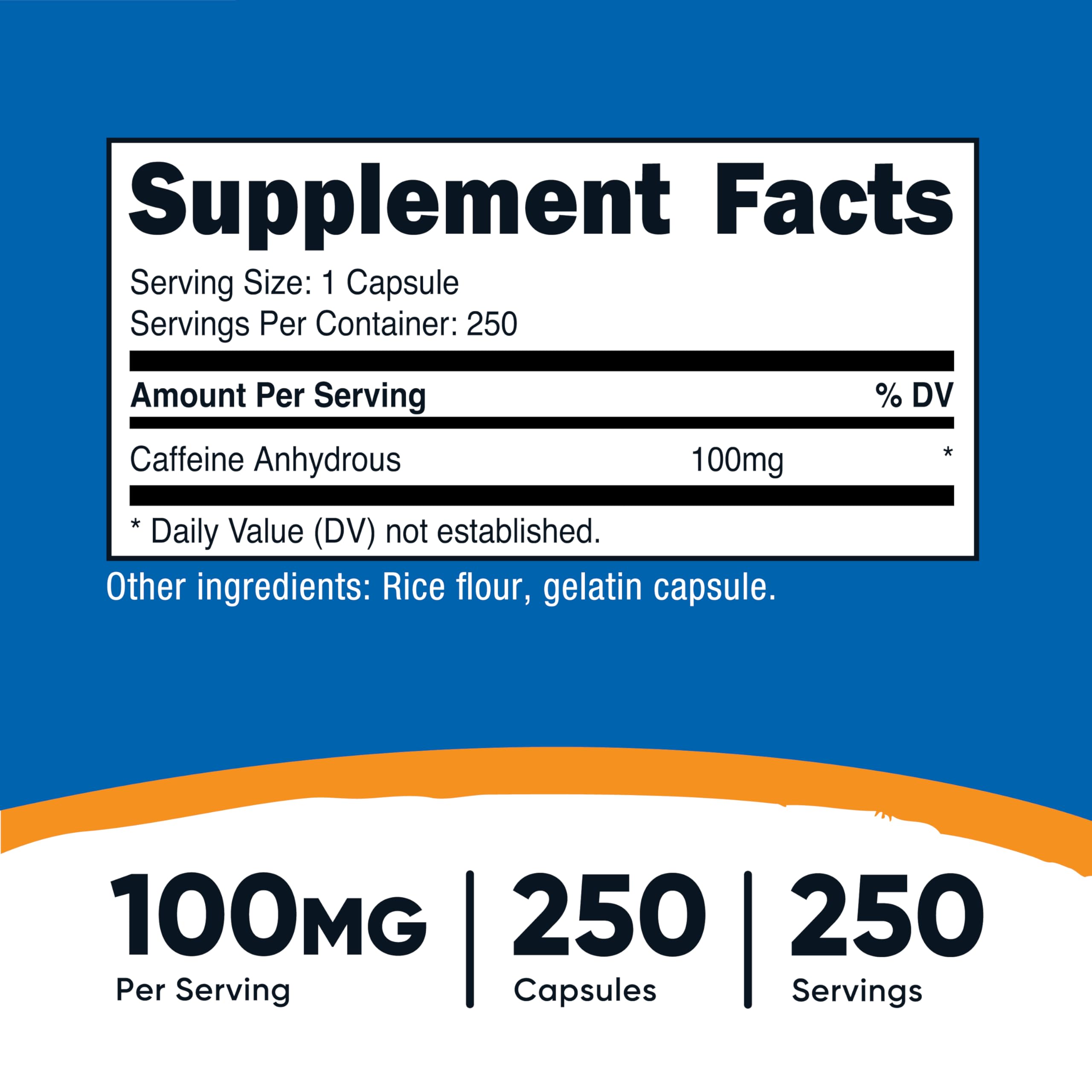 Nutricost Caffeine Pills 100mg per Serving – 250 Capsules | Energy & Focus