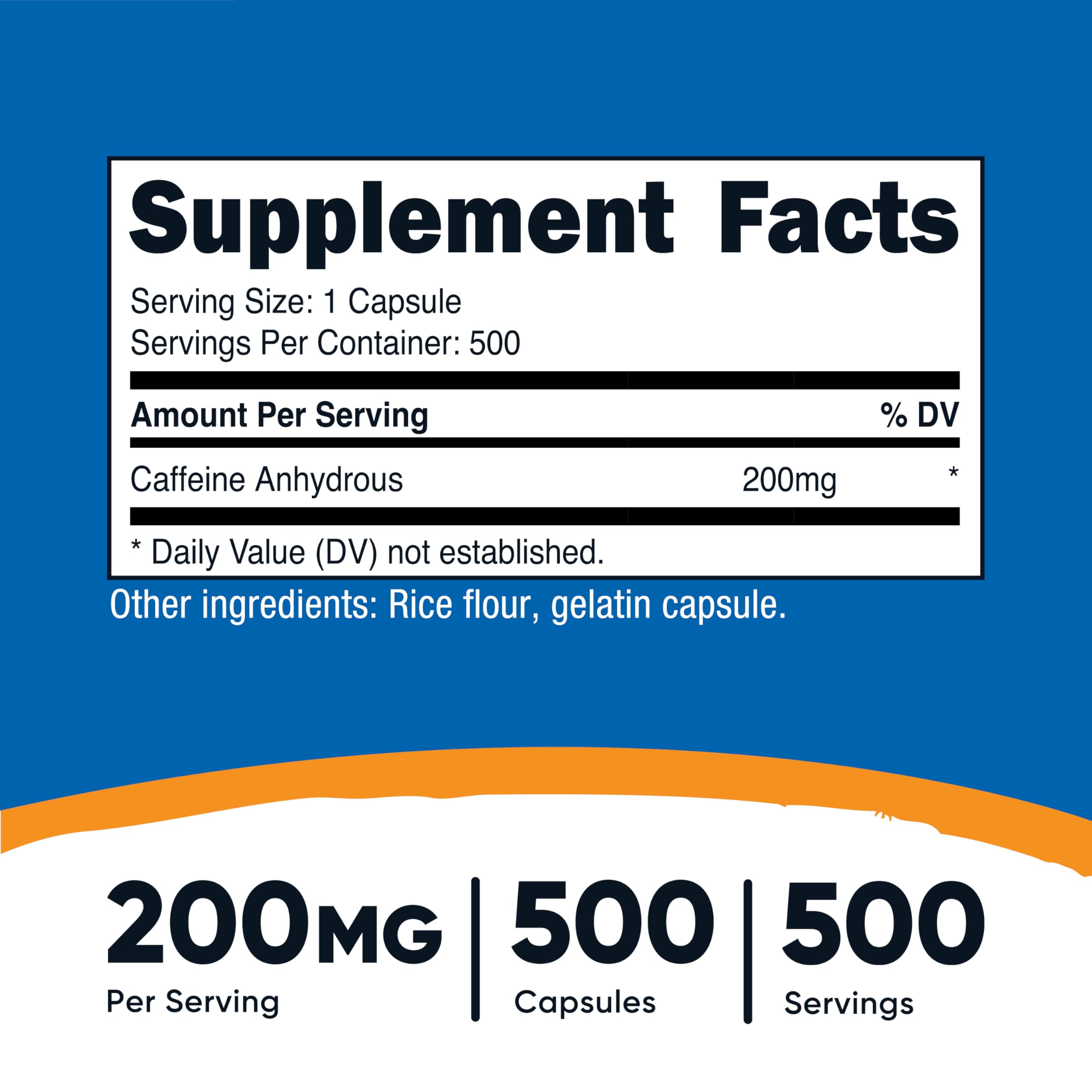 Nutricost Caffeine Pills 200mg Per Serving (500 Caps)