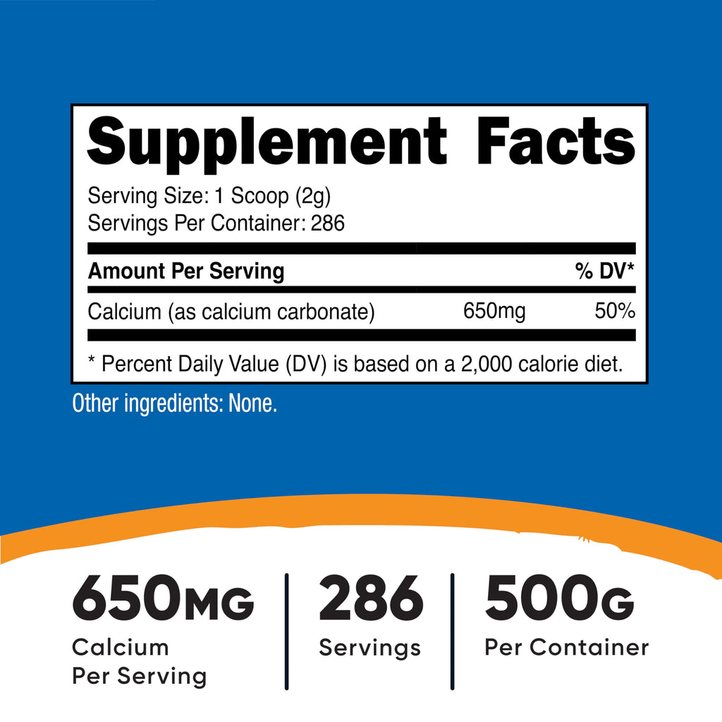 Nutricost Calcium Carbonate Powder 500 Grams | 650 mg per Serving