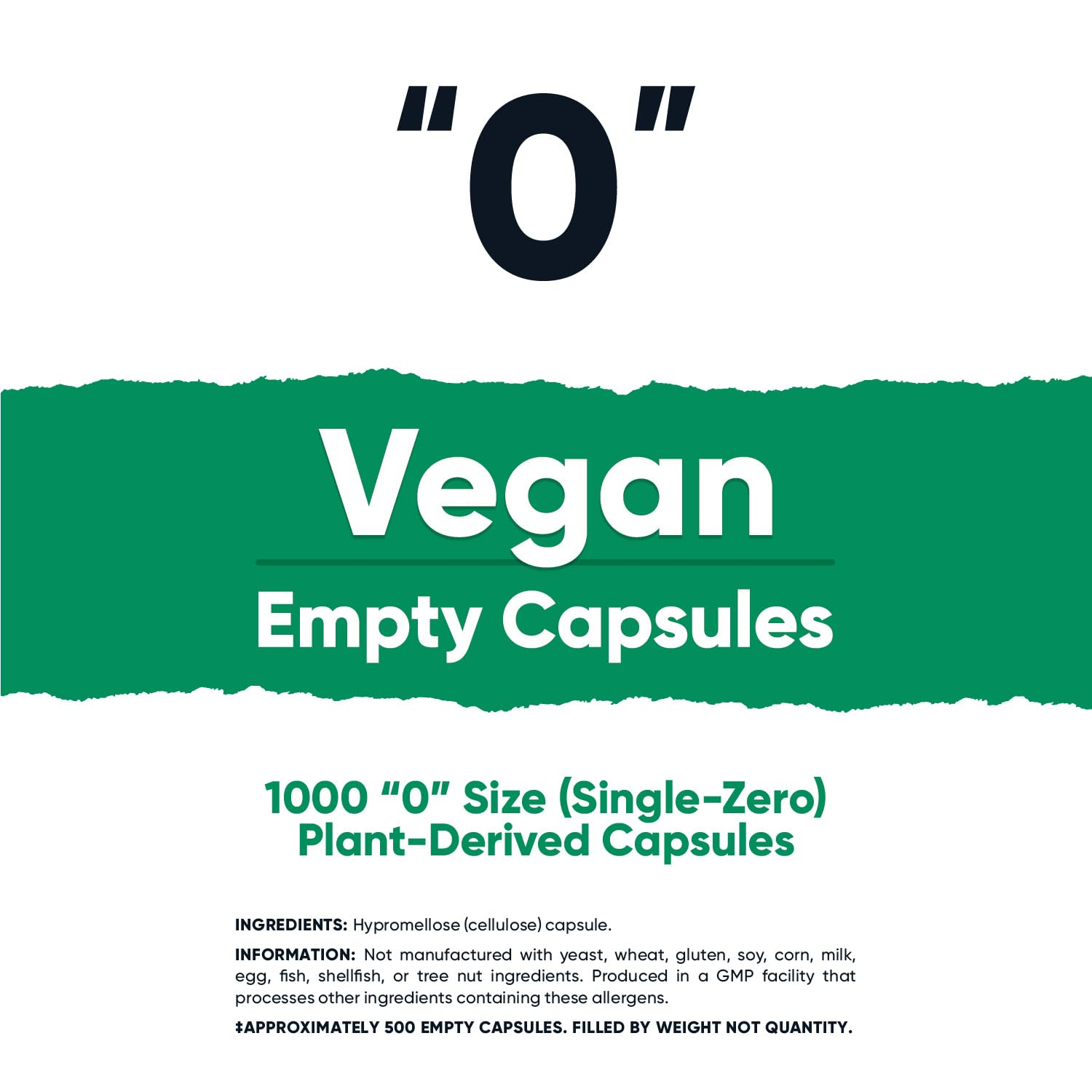 Nutricost Size 0 Empty Capsules - 1,000 Clear Plant-Based Capsules (Kosher, Halal, Non-GMO)