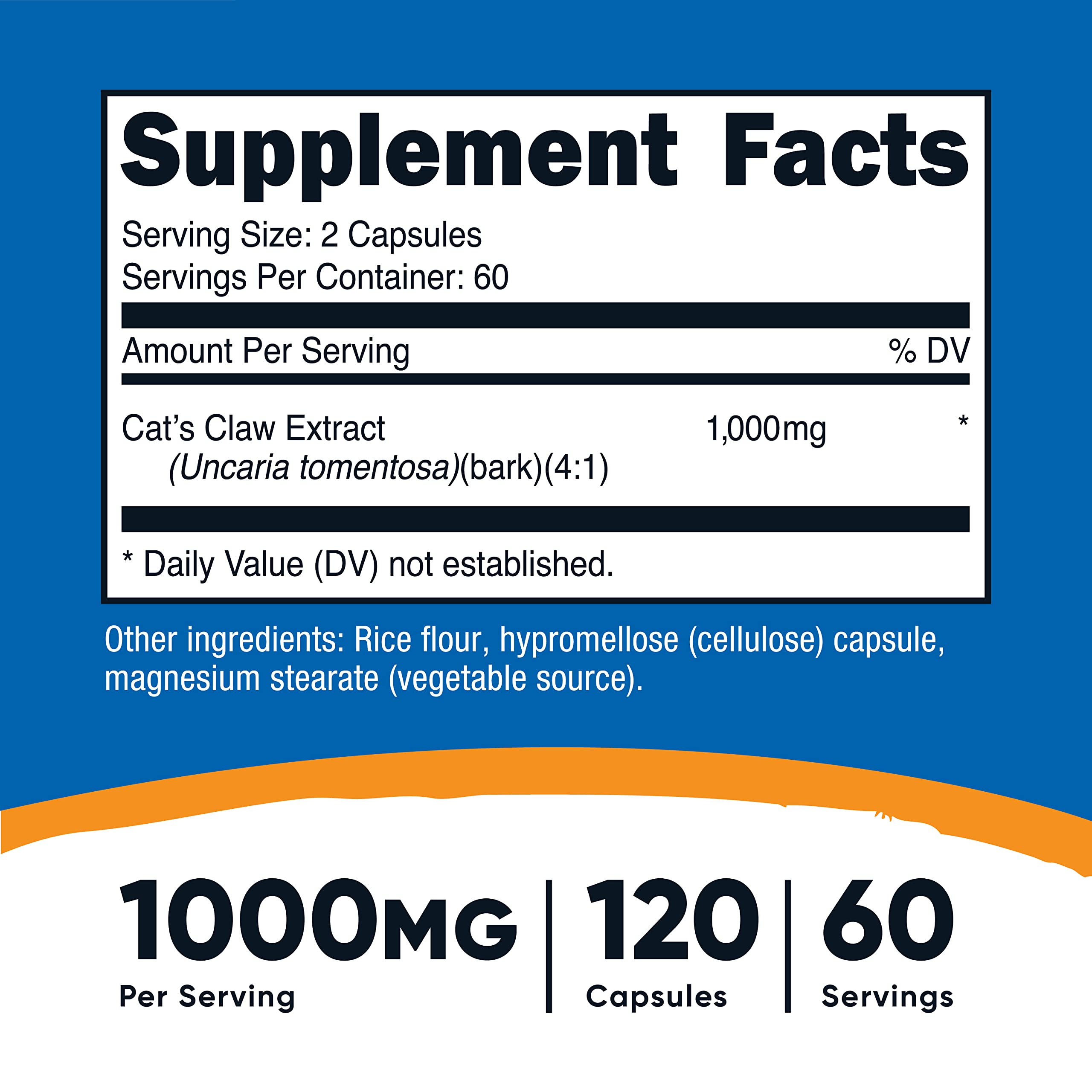 Nutricost Cat's Claw 1000mg - 120 Vegetarian Capsules | Non-GMO & Gluten Free