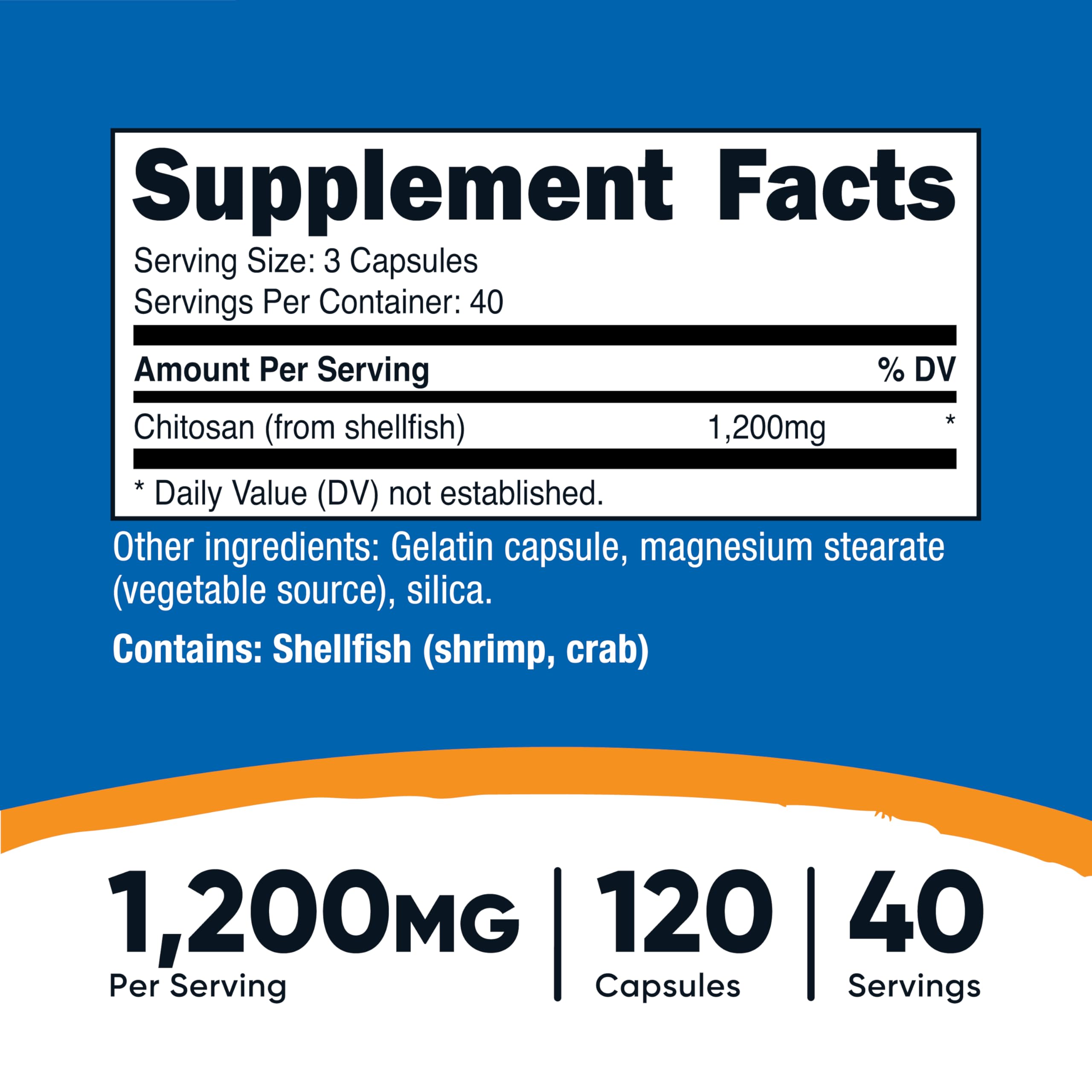 Nutricost Chitosan Supplement (1,200mg) – 120 Capsules | 40 Servings | Gluten & GMO-Free