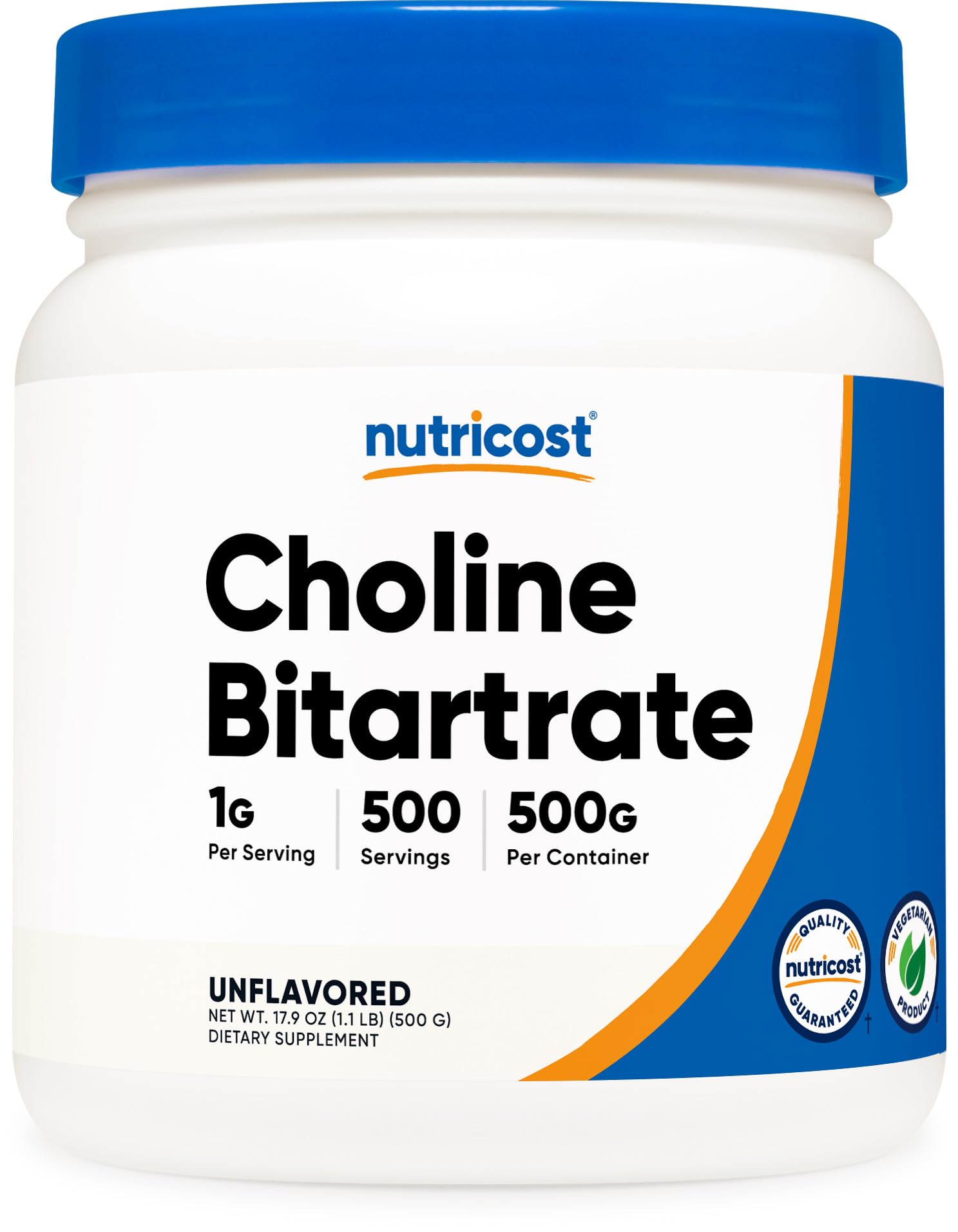 Nutricost Pure Choline Bitartrate Powder 500g – Gluten Free & Non-GMO
