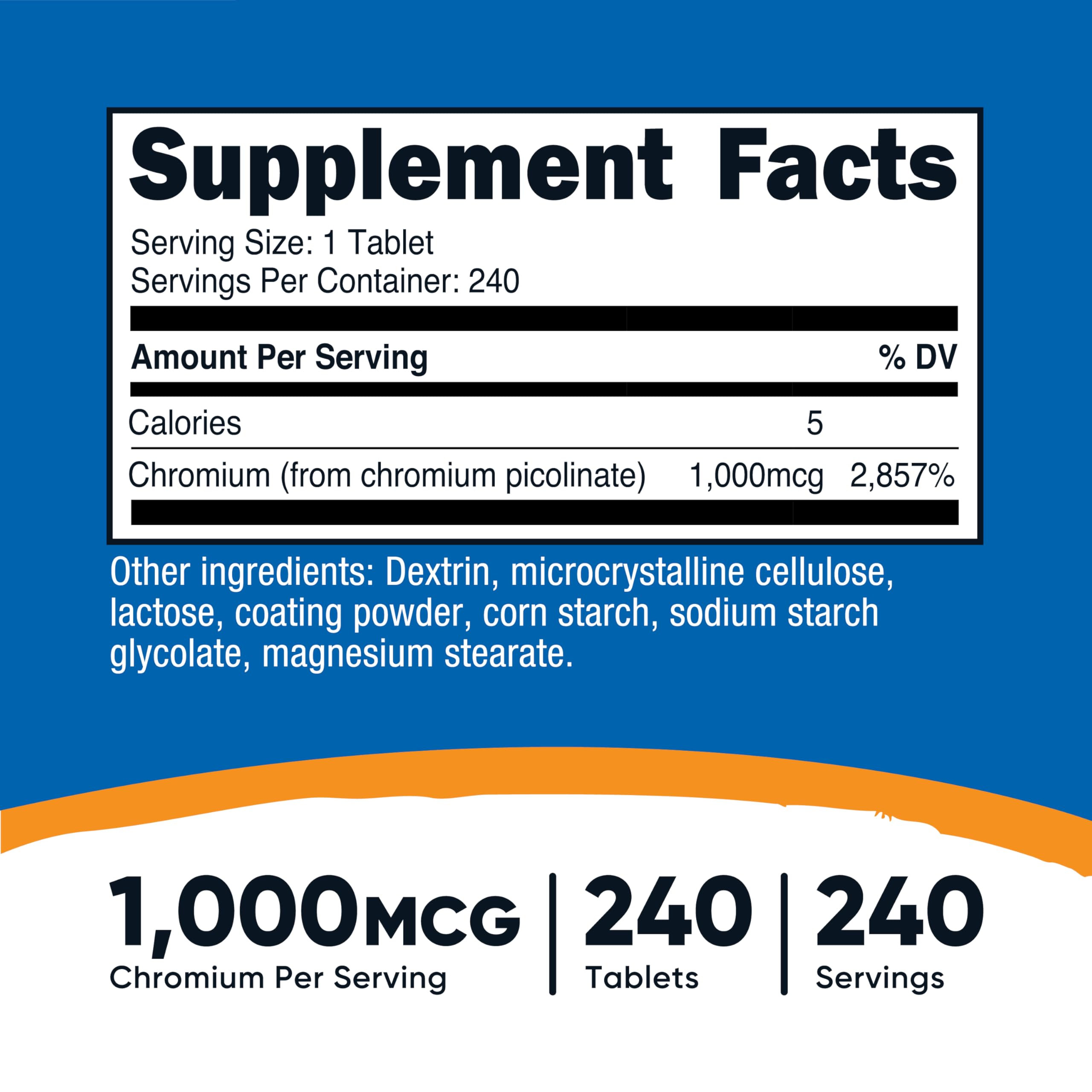 Nutricost Chromium 1000mcg - 240 Tablets | Gluten Free, Non-GMO (Pack of 2)