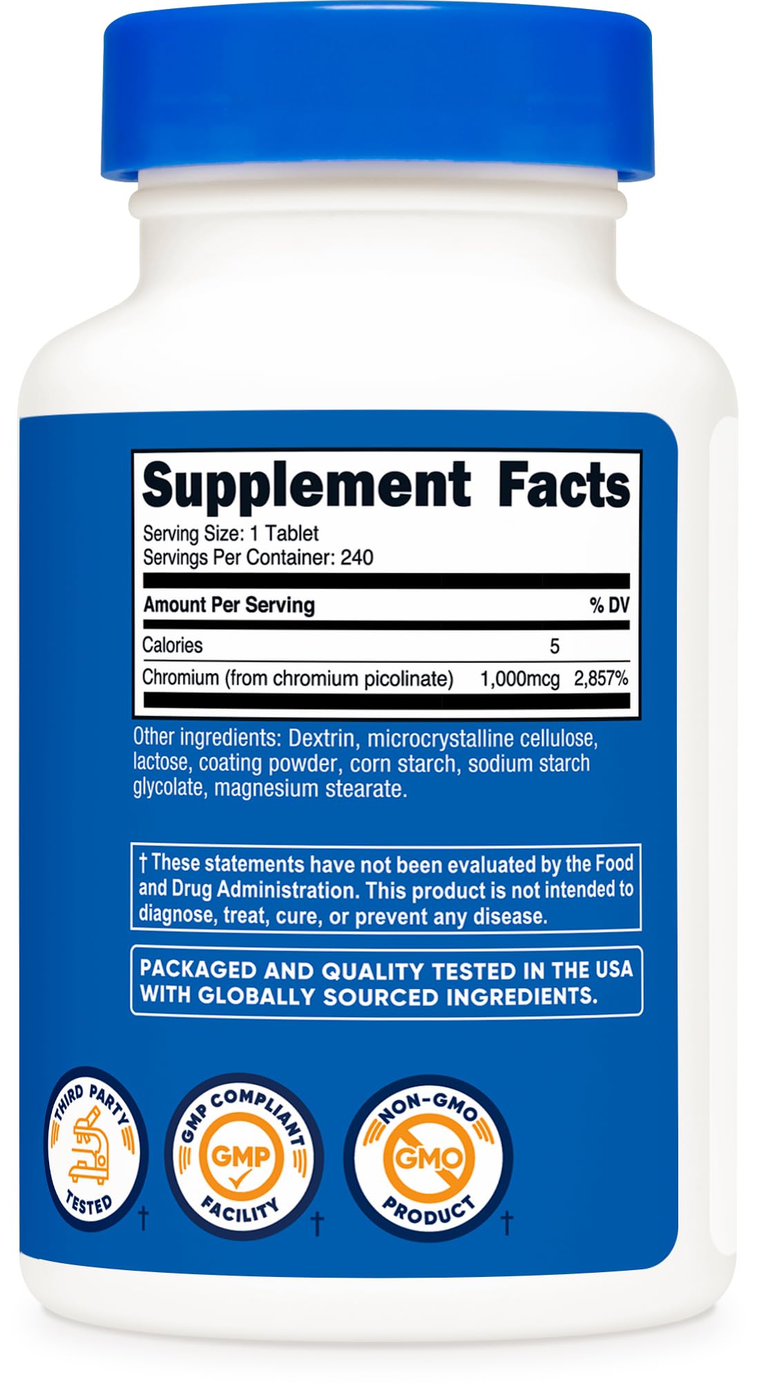 Nutricost Chromium 1000mcg - 240 Tablets | Gluten Free, Non-GMO (Pack of 2)