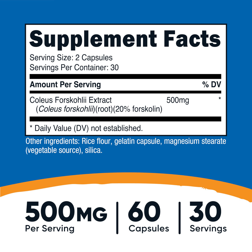 Nutricost Coleus Forskohlii 500mg - 60 Capsules | Maximum Strength Formula