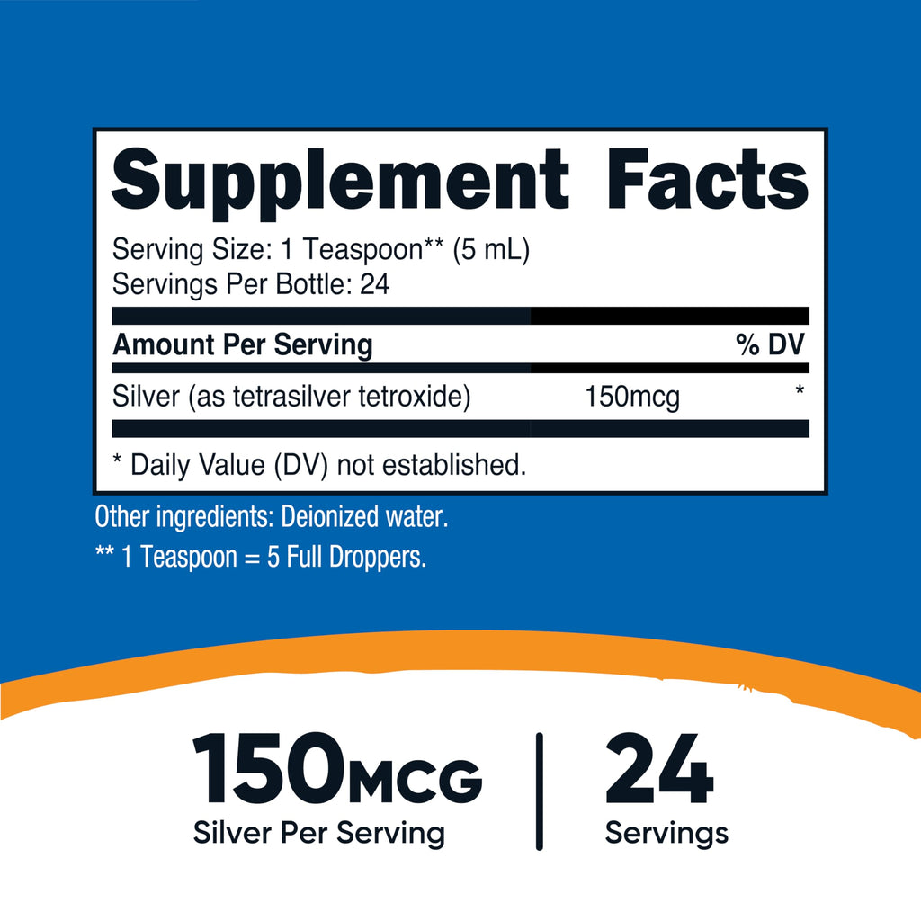 Nutricost Colloidal Silver 4oz – Bio-Active, Cobalt Blue Glass Bottles