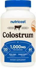 Nutricost Colostrum 1000mg, 120 Capsules – Gluten Free & GMO Free, 60 Servings