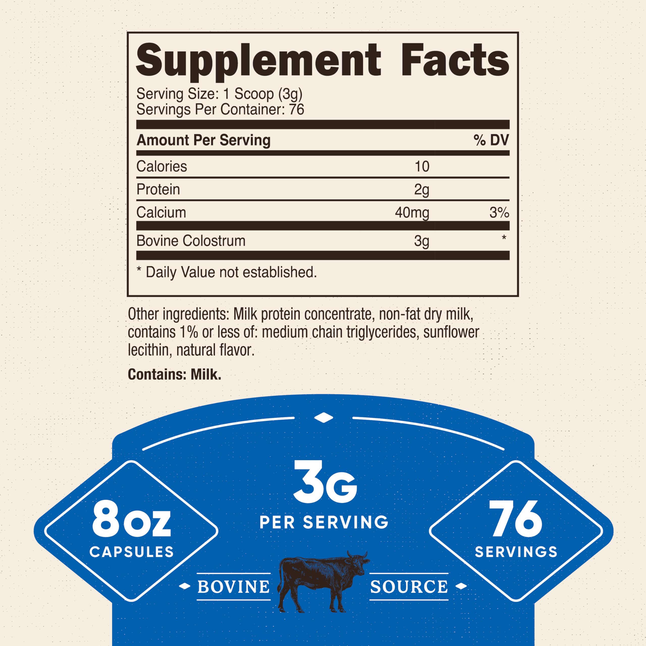 Nutricost Colostrum Powder 8 oz – 3 g per Serving, 76 Servings, 30% IgG, Lactoferrin, Non-GMO, Gluten Free