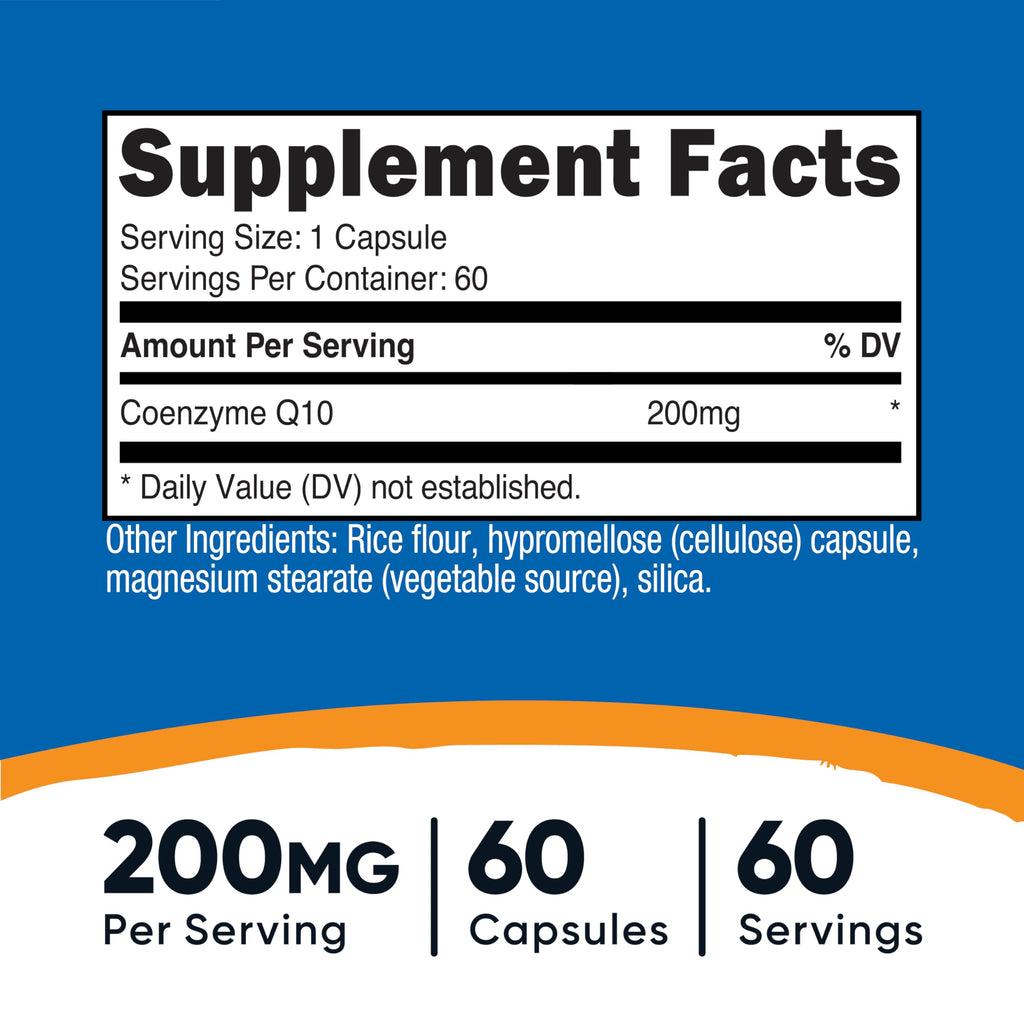 Nutricost CoQ10 200mg - 60 Vegetarian Capsules | High Absorption, Non-GMO