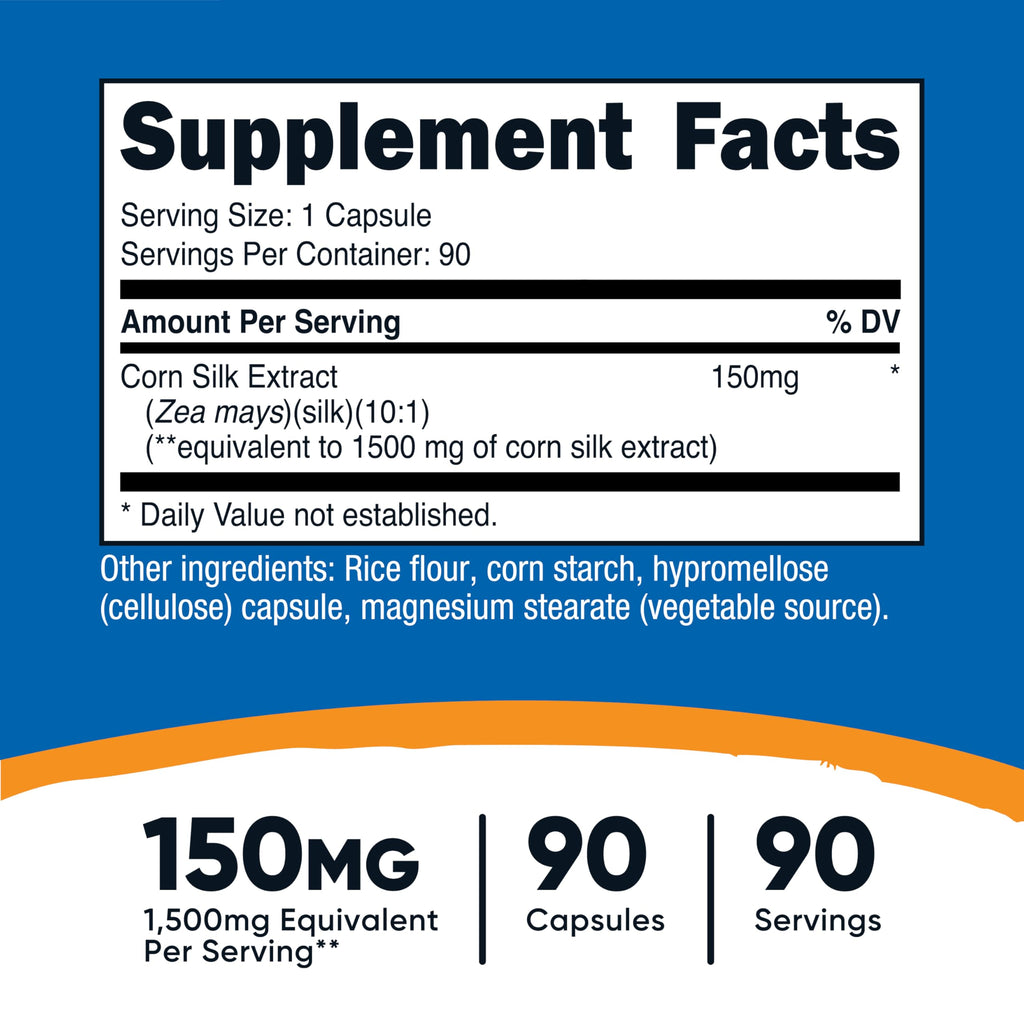 Nutricost Corn Silk (150mg) 90 Capsules - Corn Silk Extract, Vegan, Gluten-Free, GMO-Free