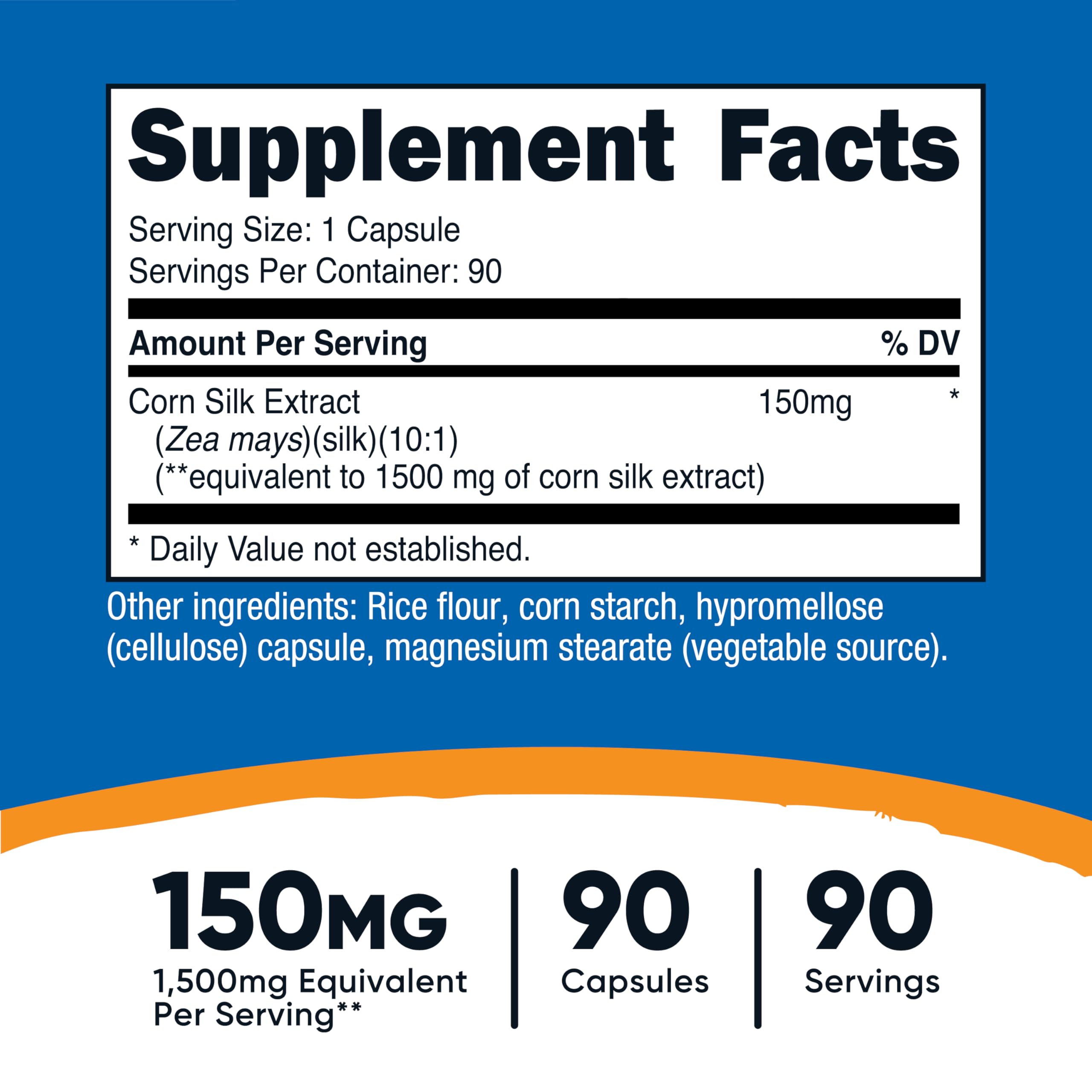 Nutricost Corn Silk (150mg) 90 Capsules - Corn Silk Extract, Vegan, Gluten-Free, GMO-Free