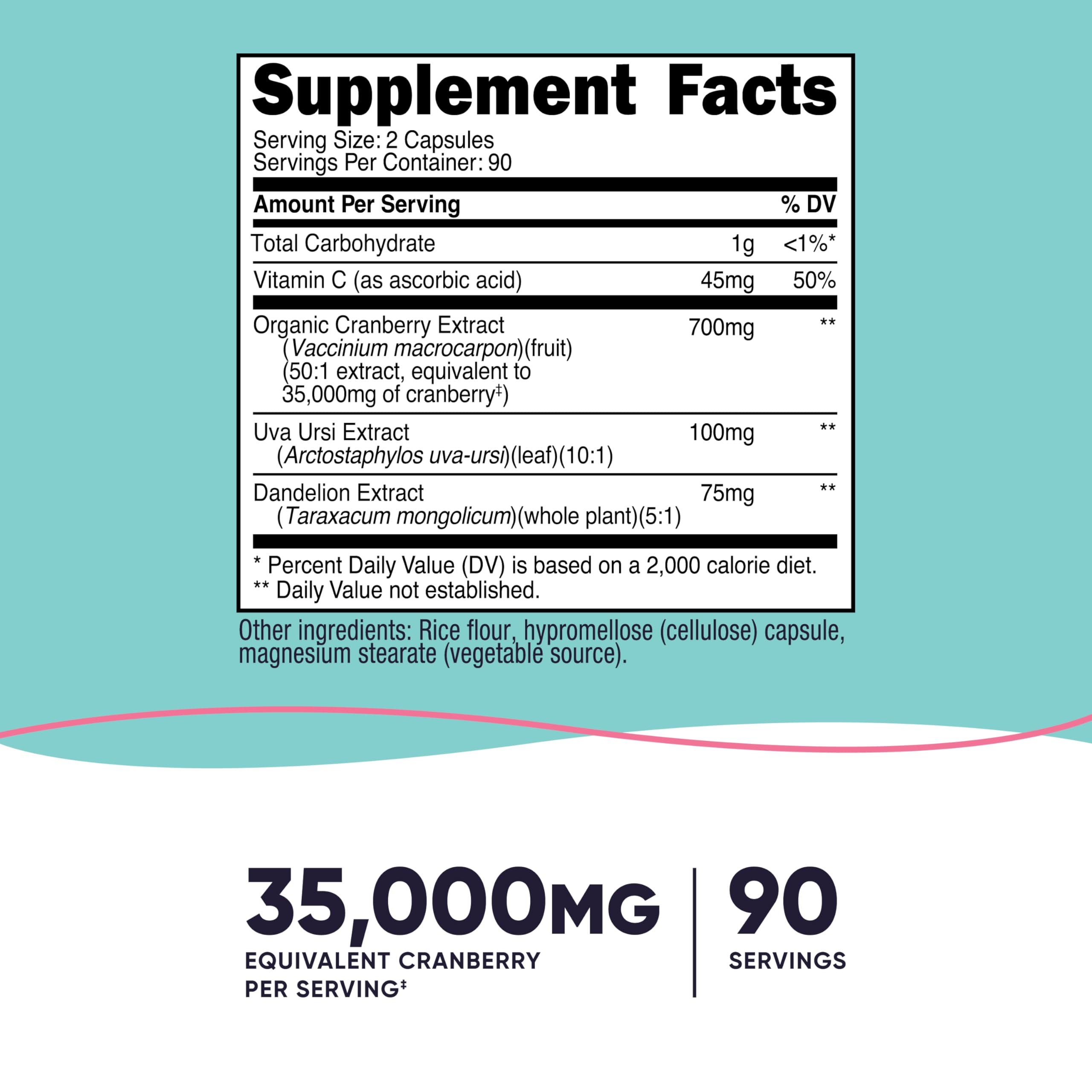 Nutricost Cranberry Extract for Women (35,000mg Equivalent) - 180 Capsules | Vitamin C, Uva Ursi & Dandelion Root