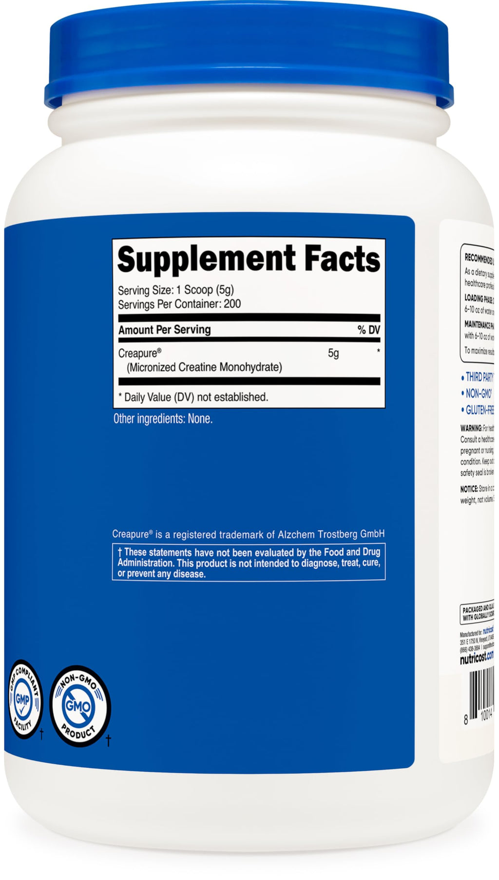 Nutricost Creapure Creatine Monohydrate Powder 1KG | 200 Servings