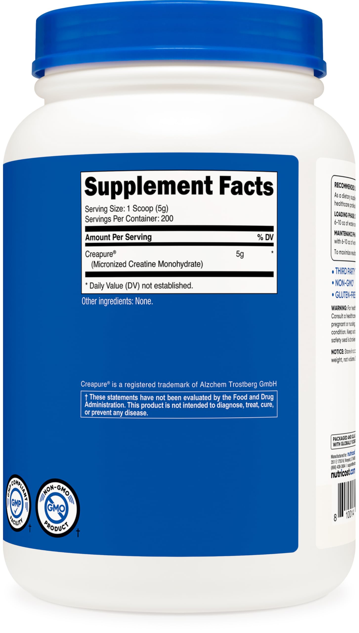 Nutricost Creapure Creatine Monohydrate Powder 1KG | 200 Servings