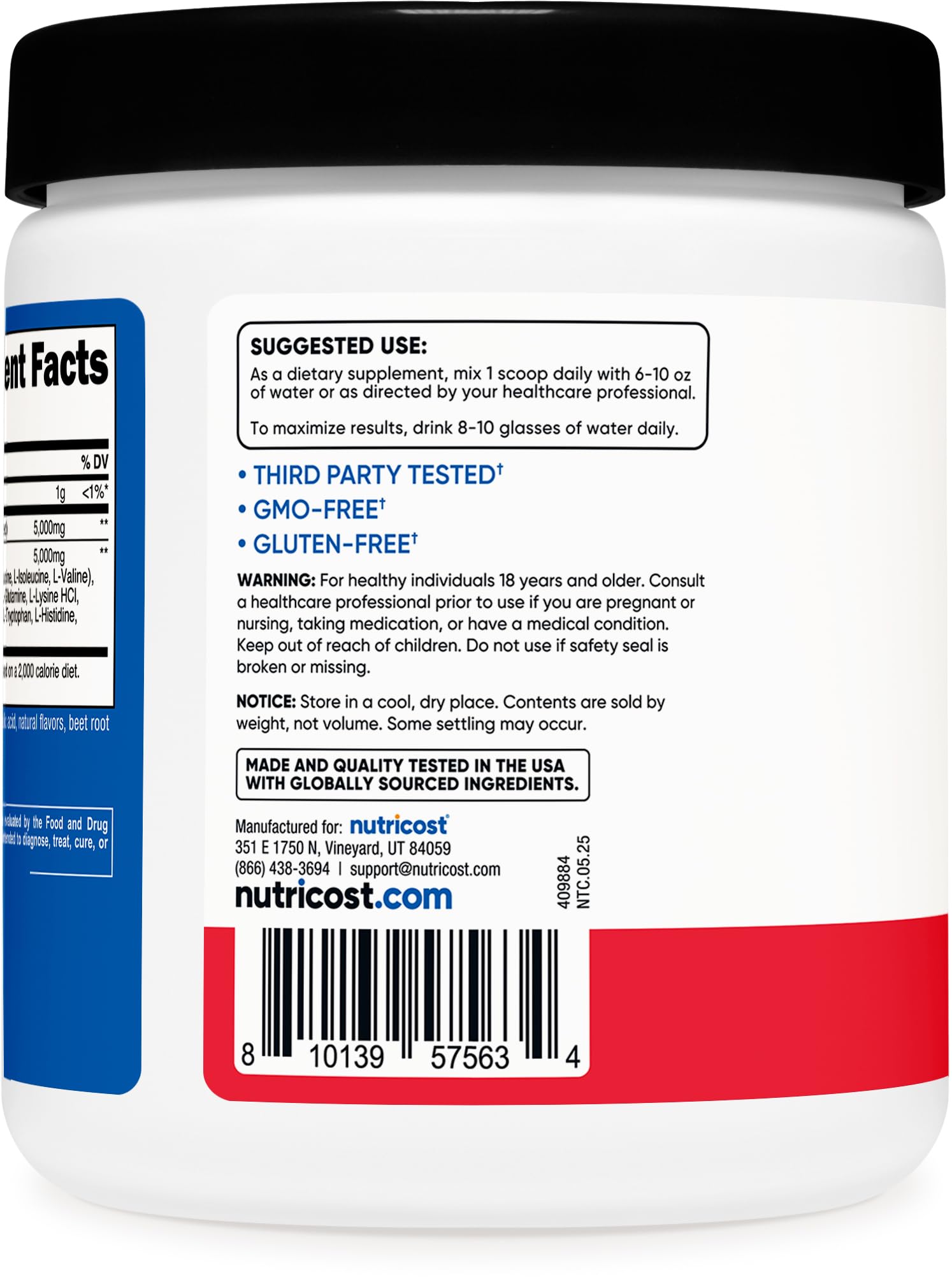 Nutricost Creatine + Aminos (30 Servings) – Fruit Punch, 5,000 mg Creatine Monohydrate + 5,000 mg BCAA per Serving