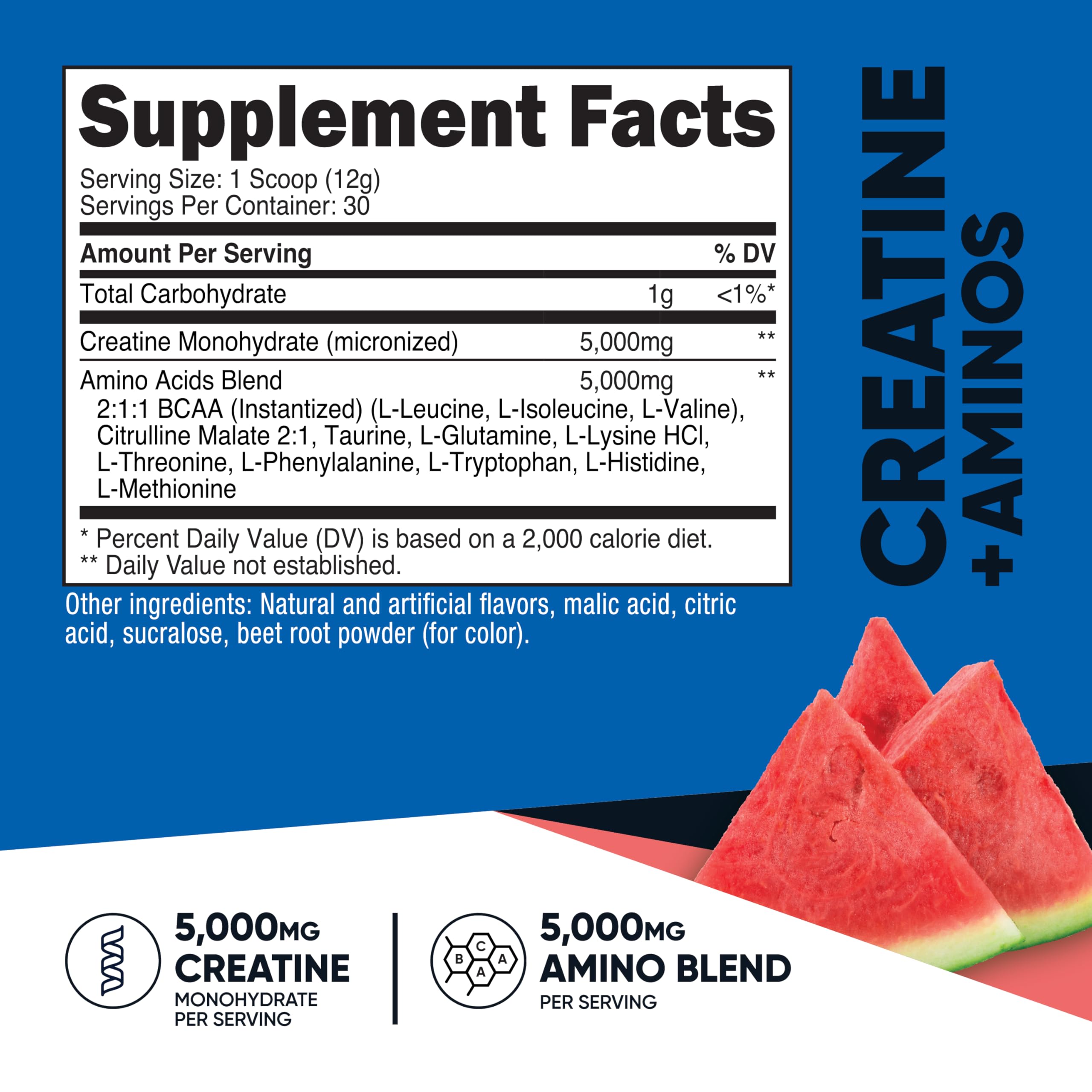 Nutricost Creatine + Aminos 30 Servings - Watermelon Flavor