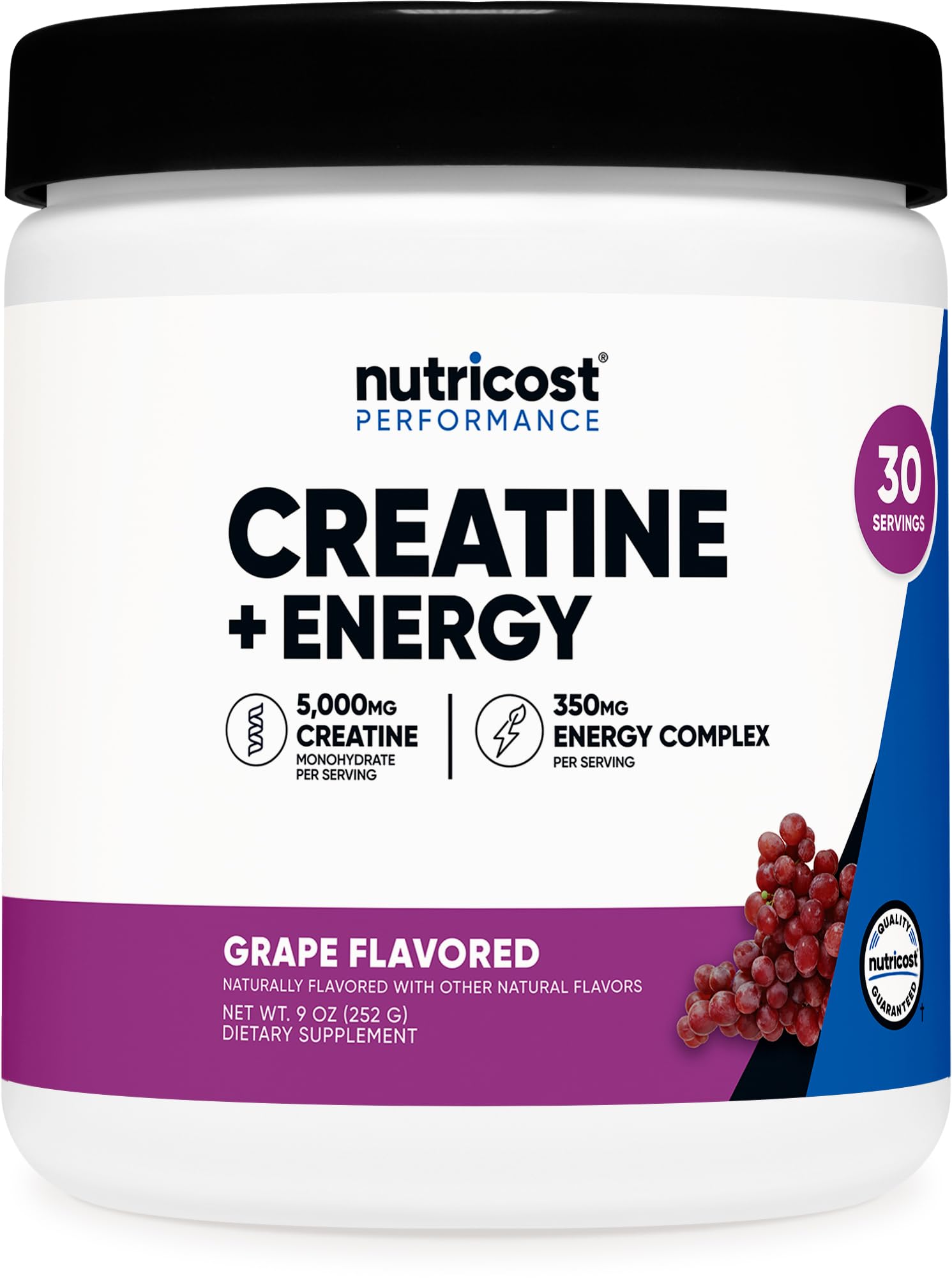 Nutricost Creatine + Energy (Grape) – 30 Servings, 5,000mg Creatine Monohydrate