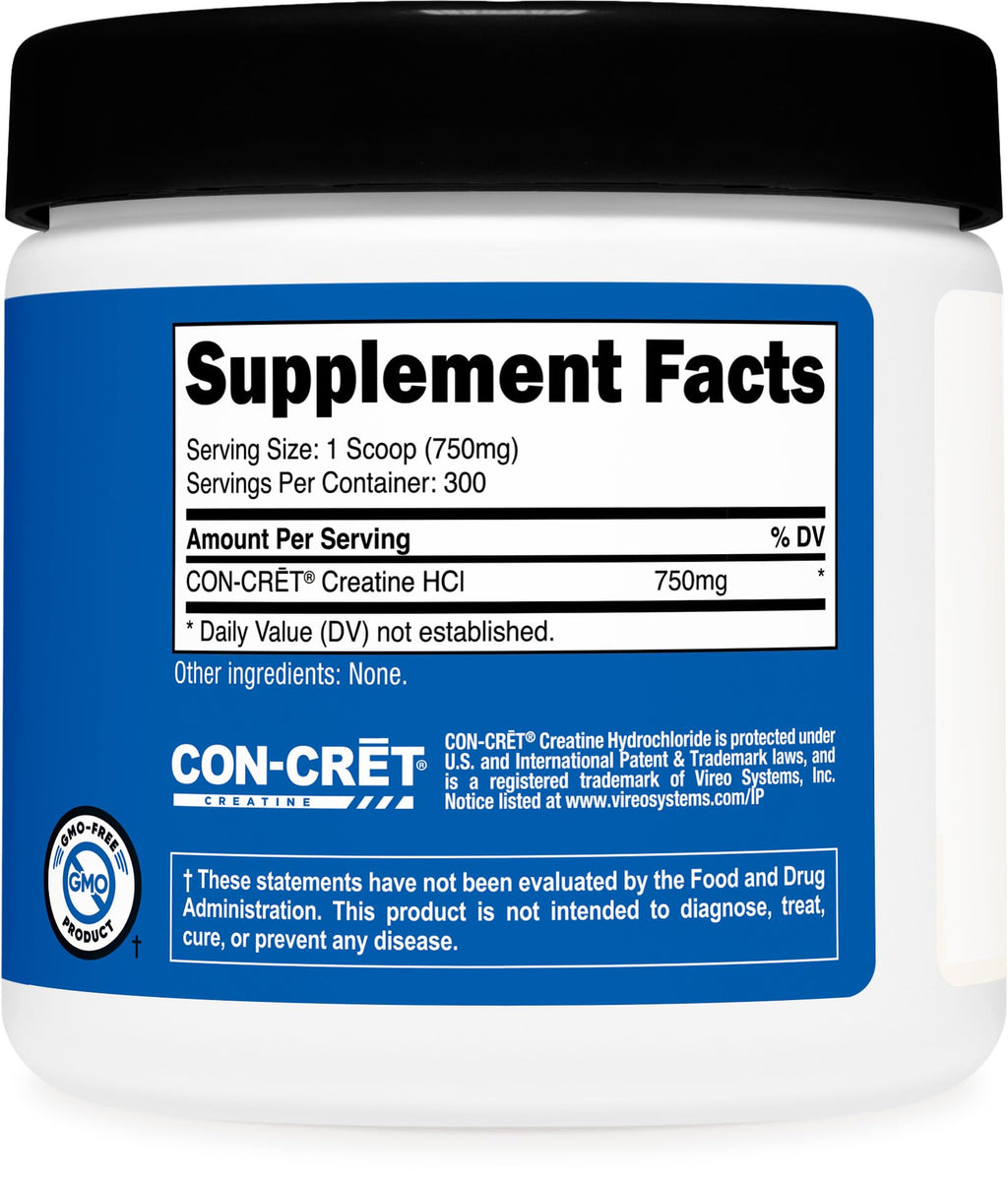 Nutricost Creatine HCl Powder (8 OZ) – CON-CRET Creatine Hydrochloride, 300 Servings