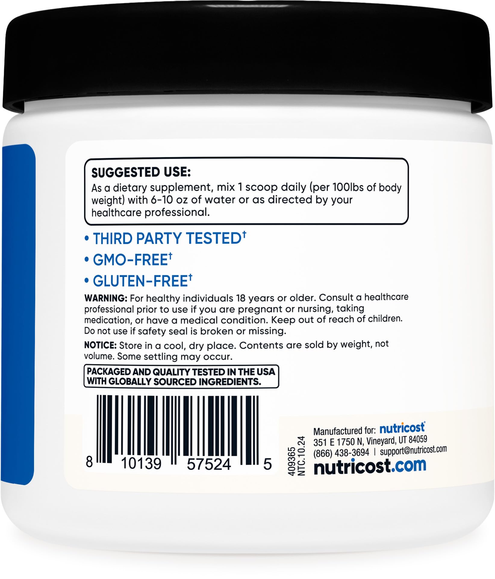 Nutricost Creatine HCl Powder (8 OZ) – CON-CRET Creatine Hydrochloride, 300 Servings