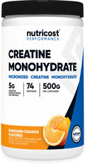 Nutricost Creatine Monohydrate Powder Mandarin Orange (500g) – Micronized, Vegan, Non-GMO, Gluten Free