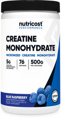Nutricost Creatine Monohydrate Powder Blue Raspberry - 500 g | 1.1 LBS