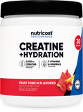 Nutricost Creatine Monohydrate + Hydration Fruit Punch (30 Servings) – 5,000mg Creatine Per Serving, 7 Vitamins & Minerals