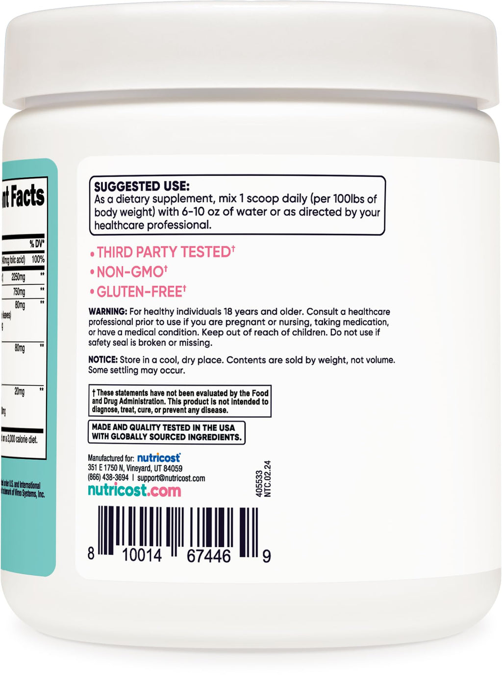 Nutricost Creatine Monohydrate Powder for Women - Micronized, Unflavored, 100 Servings