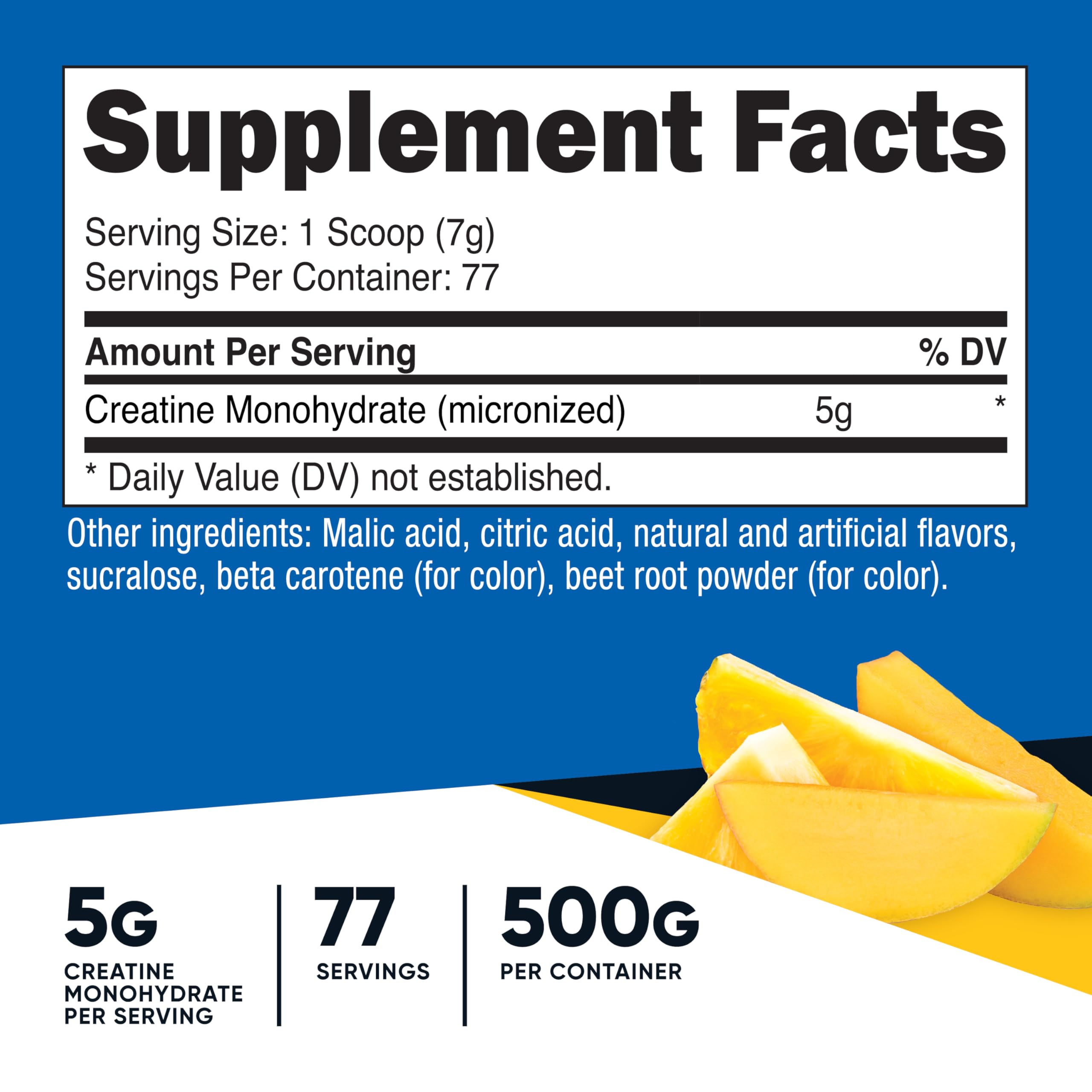 Nutricost Creatine Monohydrate Powder (Pineapple Mango, 500g) – 5g Micronized Creatine per Serving | Vegan, Non-GMO, Gluten Free