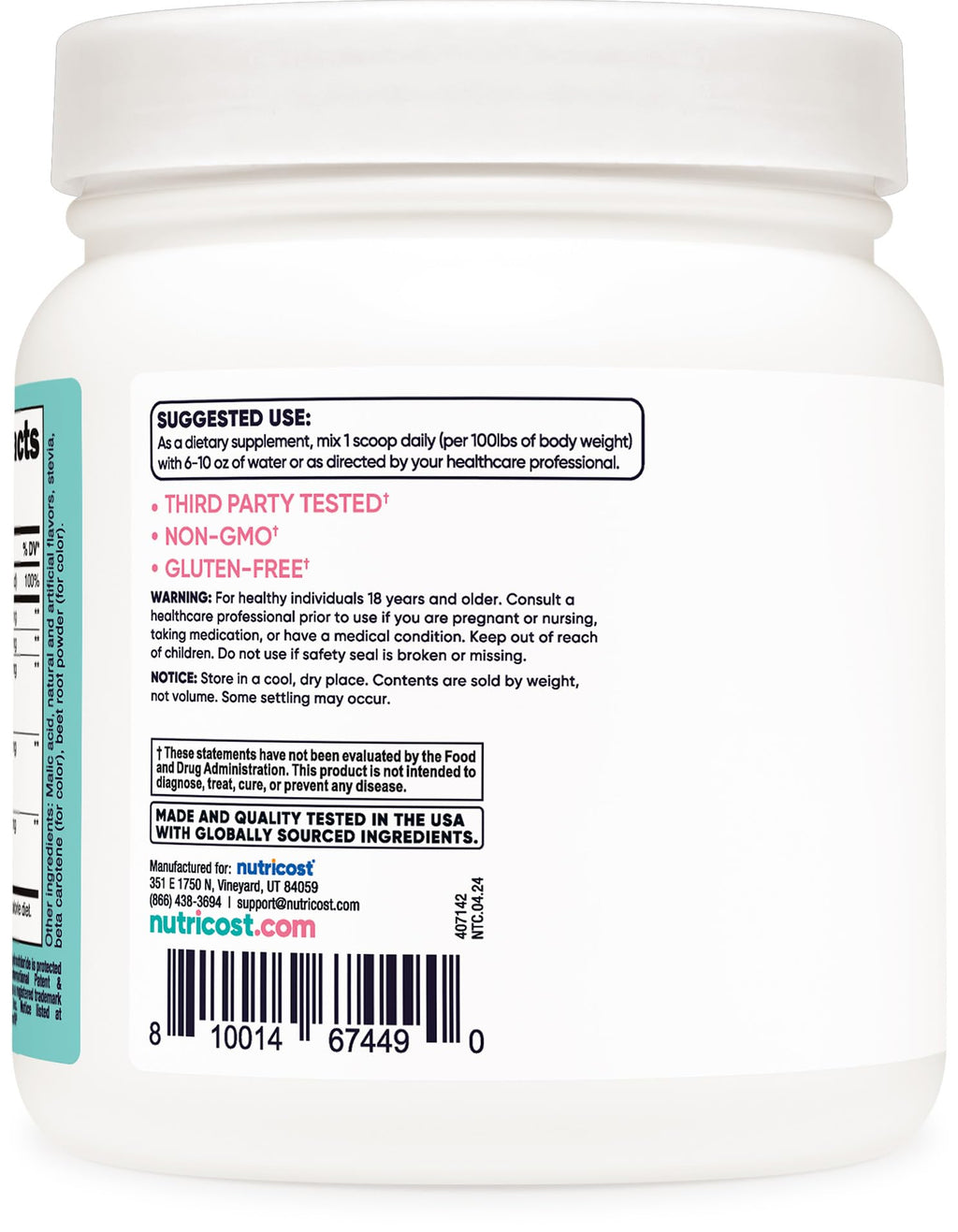 Nutricost Creatine Monohydrate Powder for Women – Peach Mango, 100 Servings, Vegetarian, Non-GMO, Gluten Free
