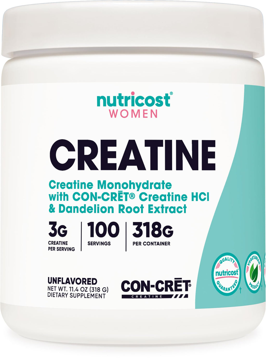 Nutricost Creatine Monohydrate Powder for Women - Micronized, Unflavored, 100 Servings
