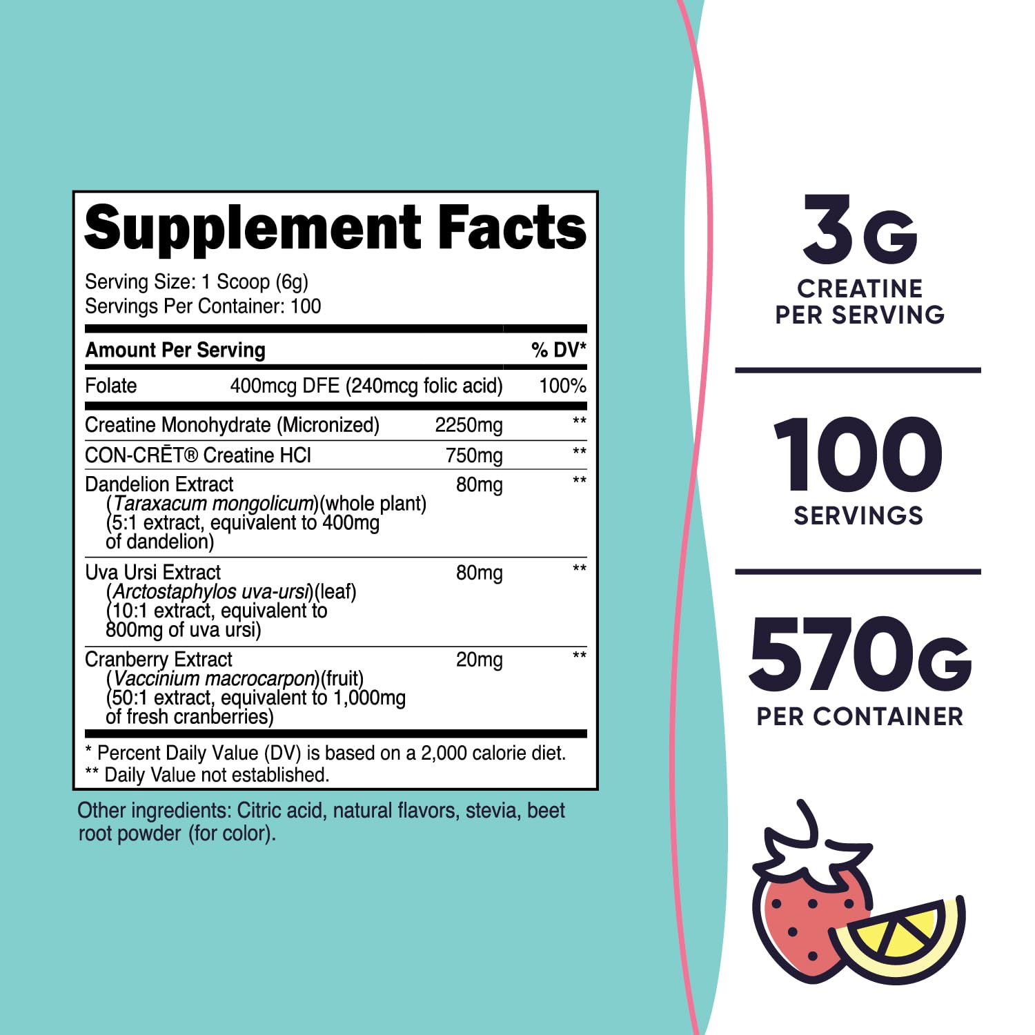 Nutricost Creatine Monohydrate Powder for Women – Strawberry Lemonade, 100 Servings