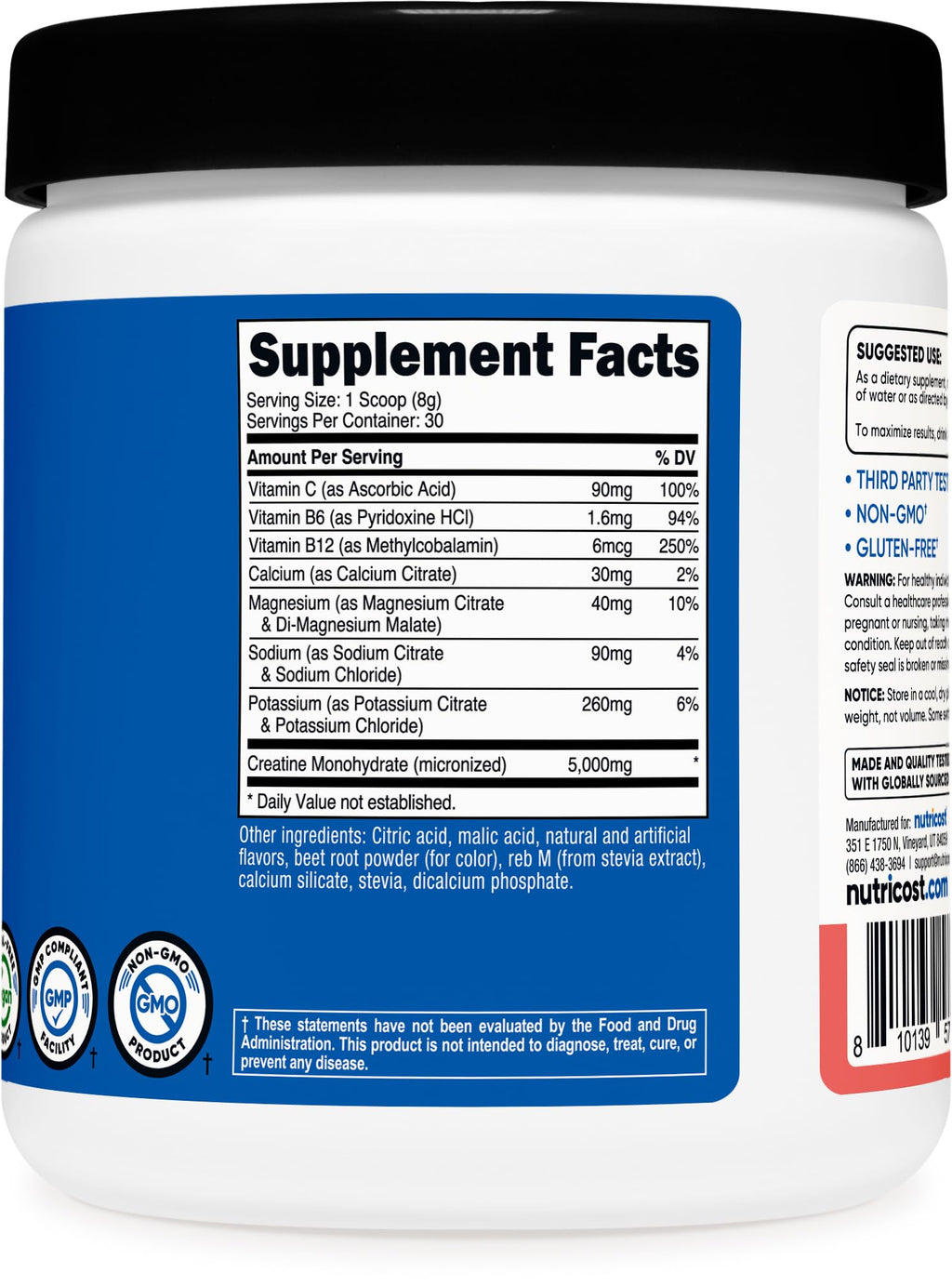Nutricost Creatine Monohydrate & Hydration Watermelon 30 Servings